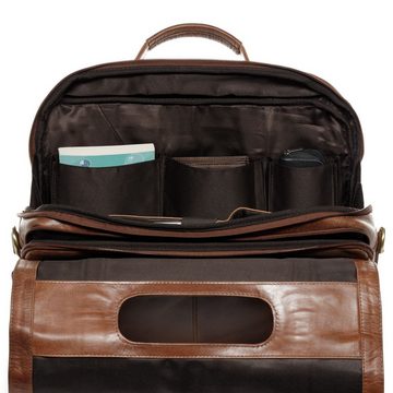 SID & VAIN Messenger Bag Leder Umhängetasche Herren SPECTOR, Laptoptasche 15,4 Zoll Echtleder, Businesstasche Herren braun