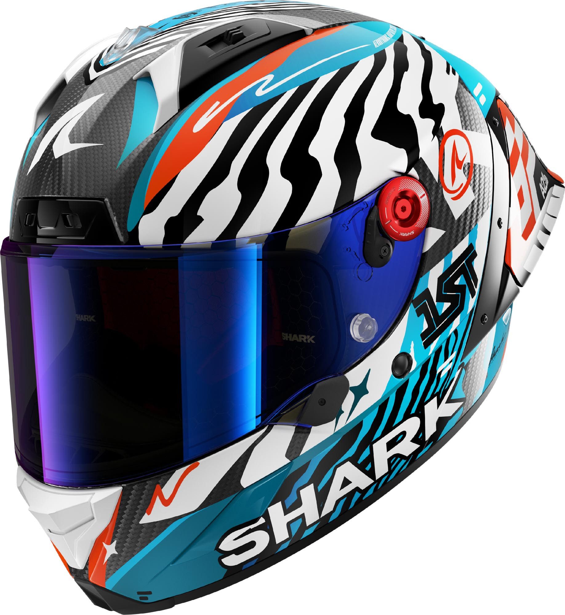 Shark Motorradhelm Aeron GP FIM 2 Speed Fancy Carbon Helm, Antifog Beschichtet,notfallsystem-polsterung (eqrs),geeignet Für