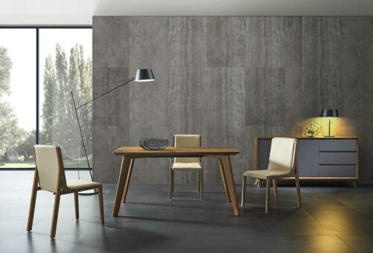 JVmoebel Esszimmer-Set, Ess Tisch + 3 Stühle Konferenz Tische Holz Design Stuhl Set 140x80cm