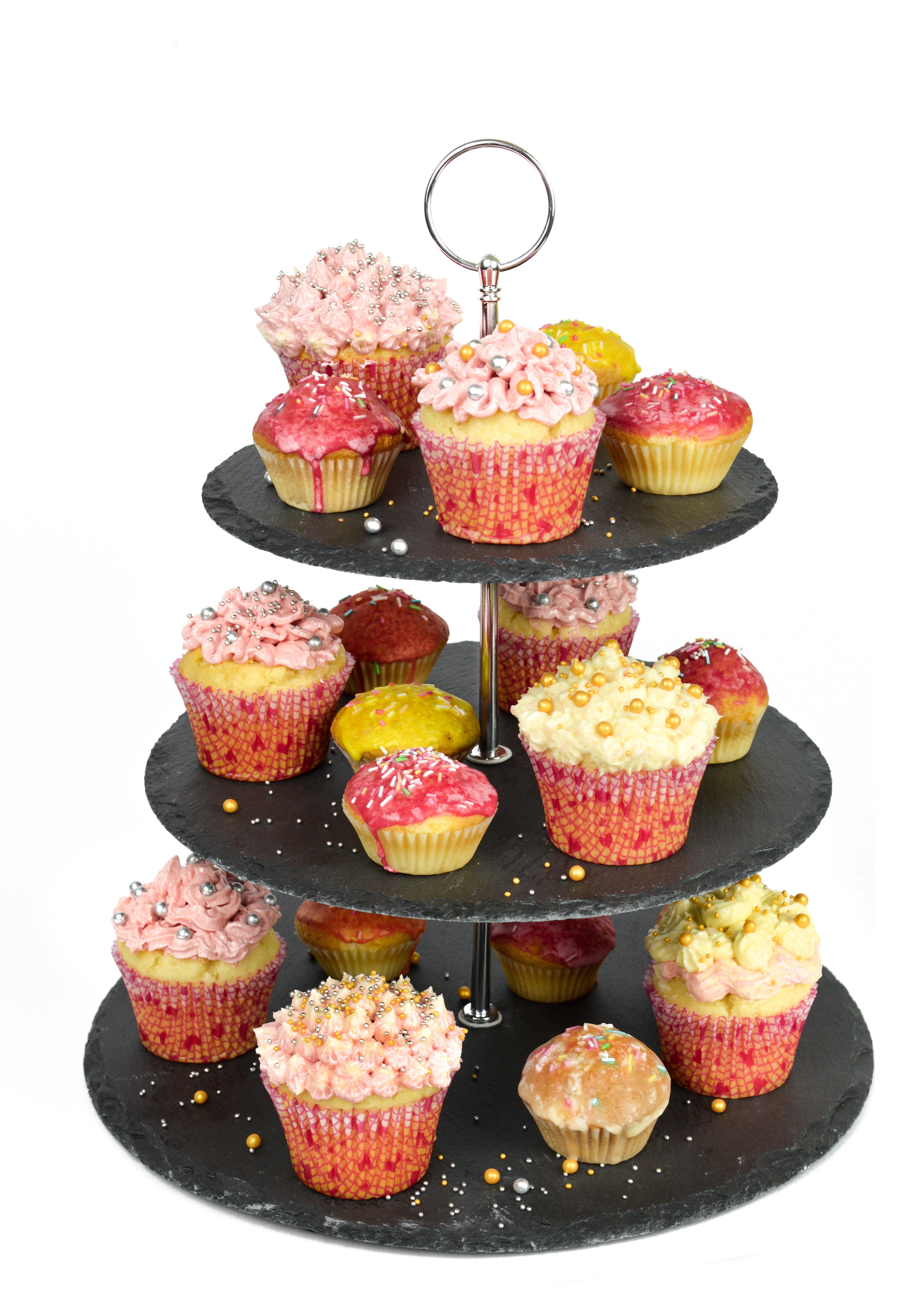 Sendez Etagere 3 Stöckig Ø30cm aus Schiefer Kuchenplatte Kuchenständer