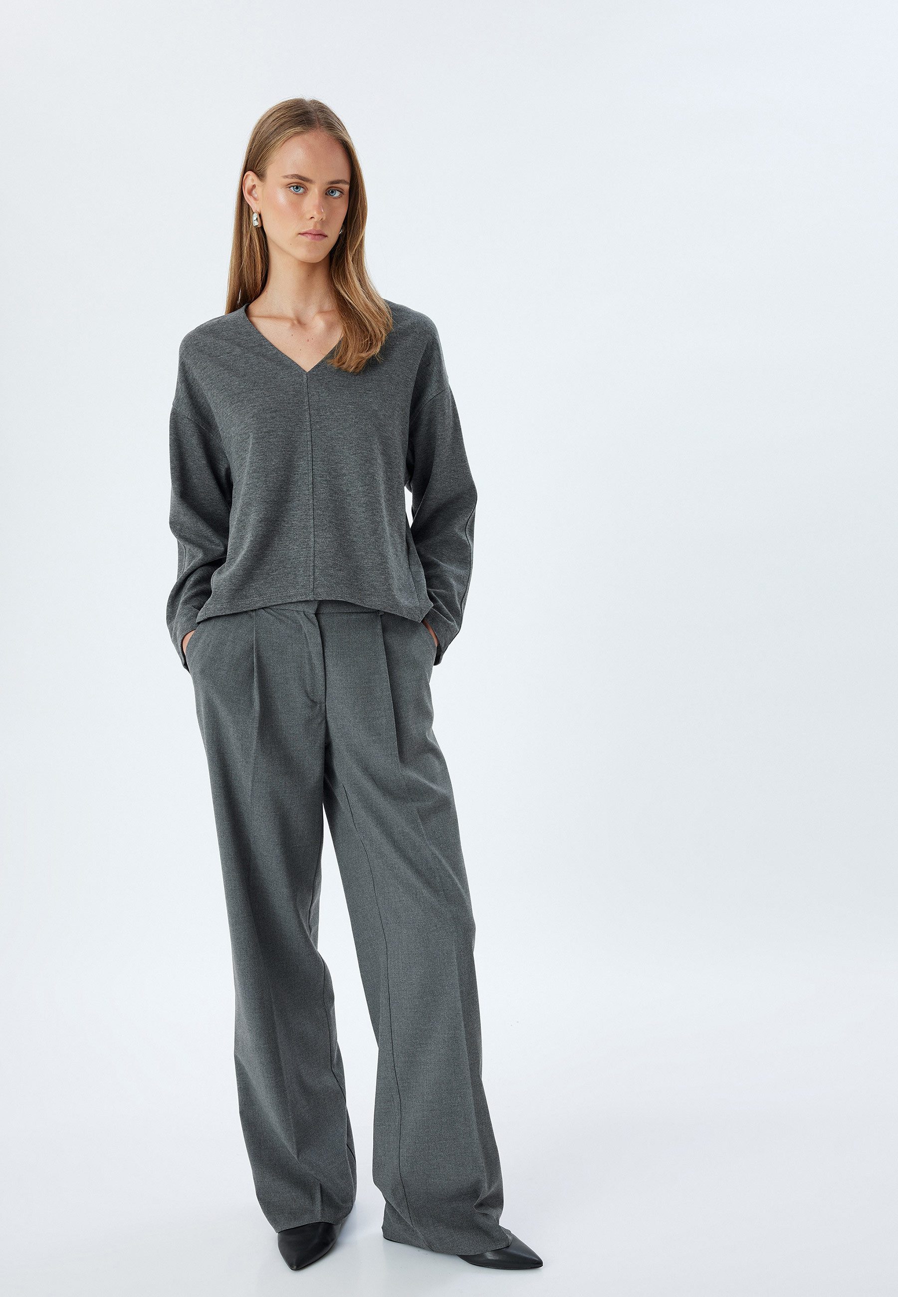 V-Ausschnitt-Pullover V-Kragen Regular
