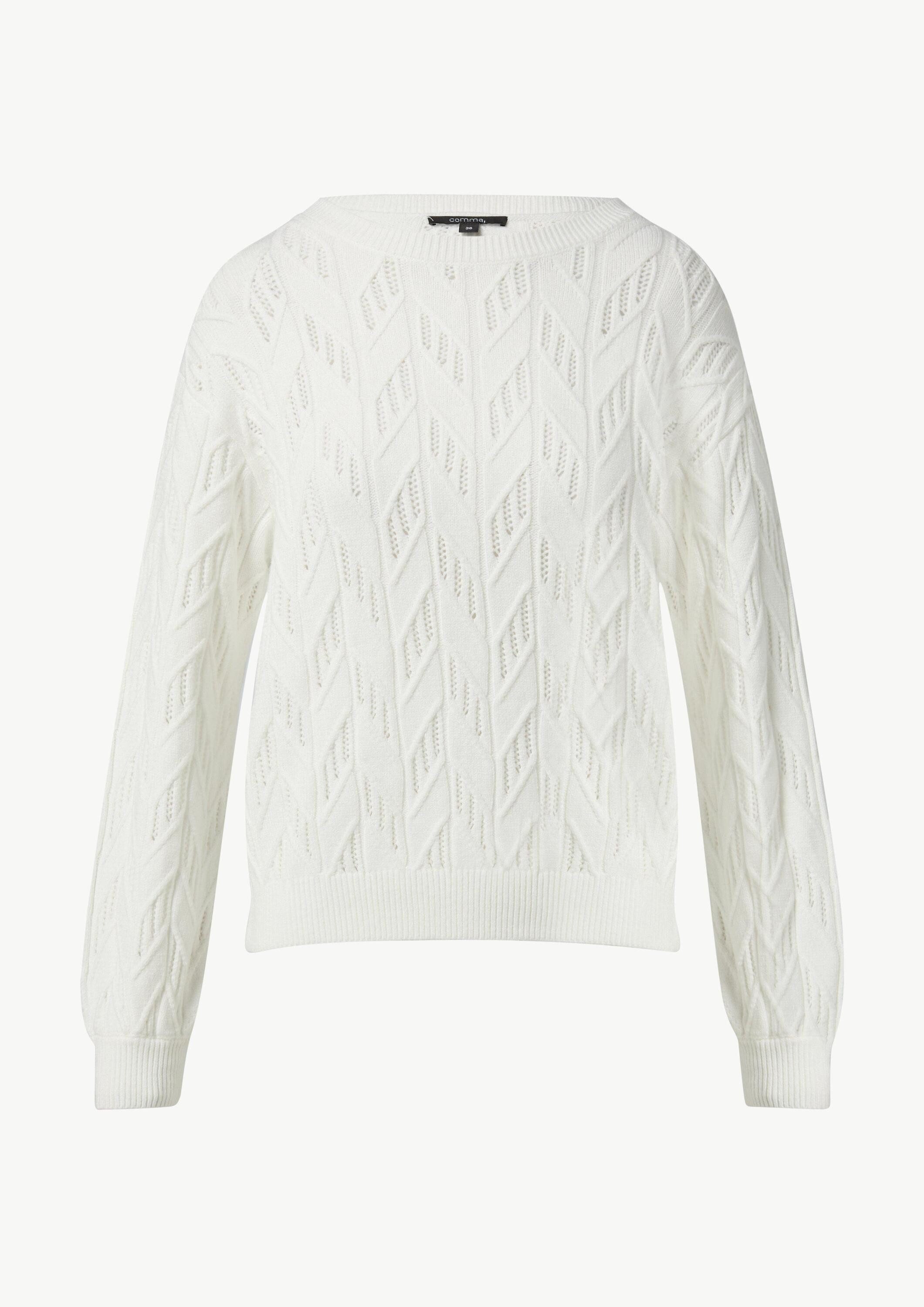 comma Longpullover Strickpullover Relaxed-Fit-Strickpullover mit Strukturmuster