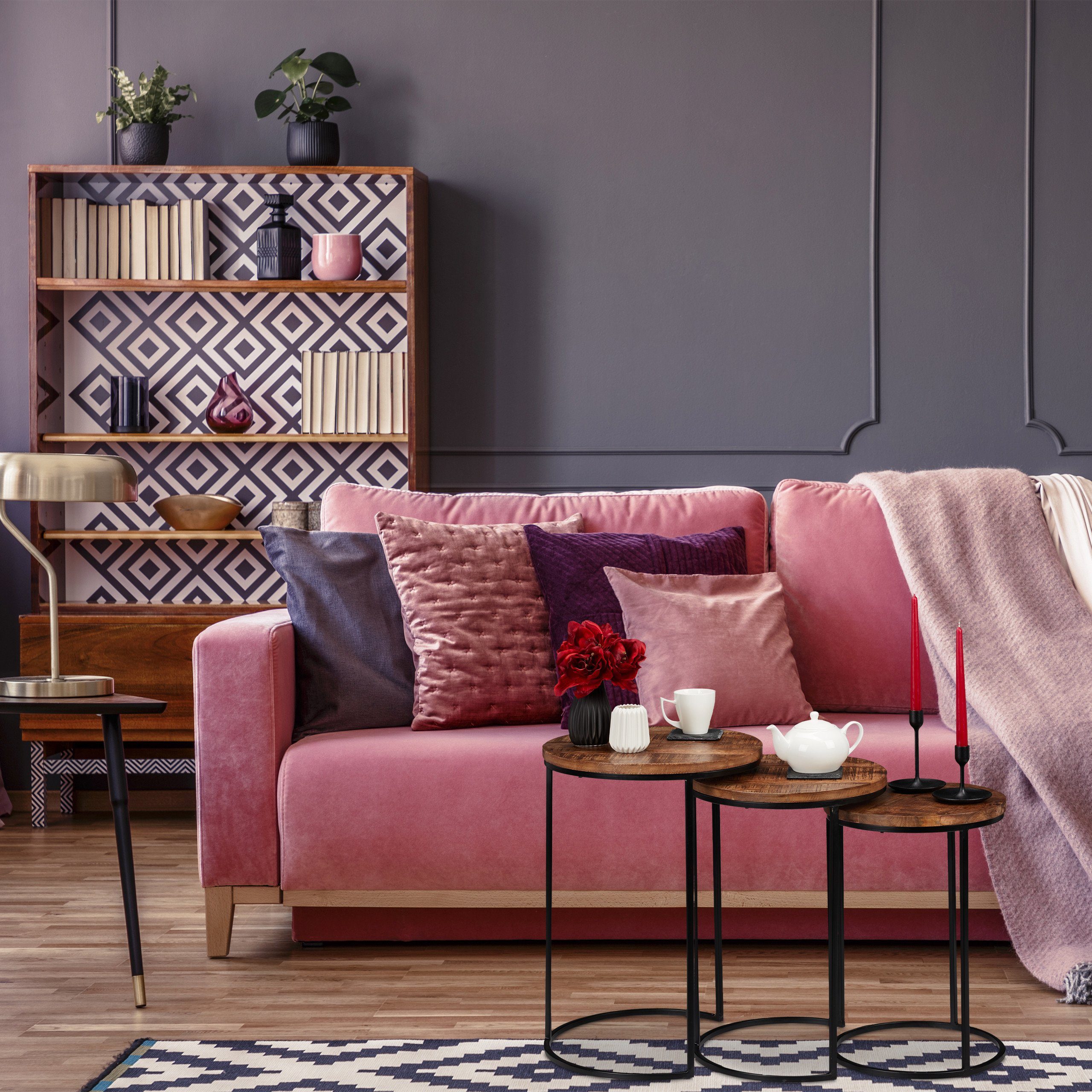 relaxdays Satztisch 3er Set Mangoholz, natur günstig online kaufen