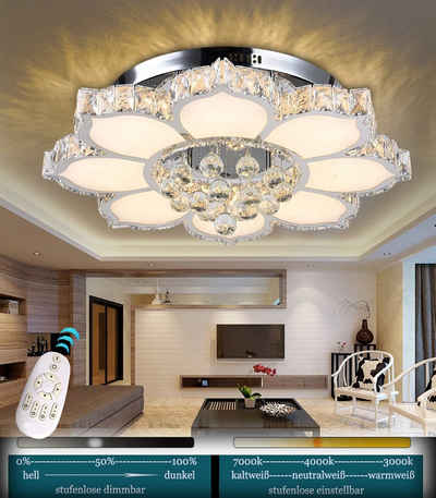 Eurotondisplay LED Deckenleuchte LED Pendelleuchte Kristall Fernbedienung Deckenleuchte Deckenlampen, LED fest integriert, Tageslichtweiß, mit Fernbedienung stufenlos einstellbar, warmweiß, kaltweiß