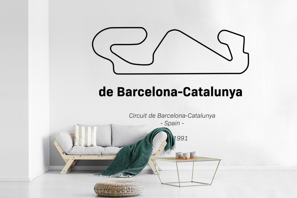 MuchoWow Fototapete Formel 1 - für Barcelona, (6 Wallpaper Vinyl Tapete St), bedruckt, Schlafzimmer, Wohnzimmer, Matt, - Kinderzimmer, Rennstrecke