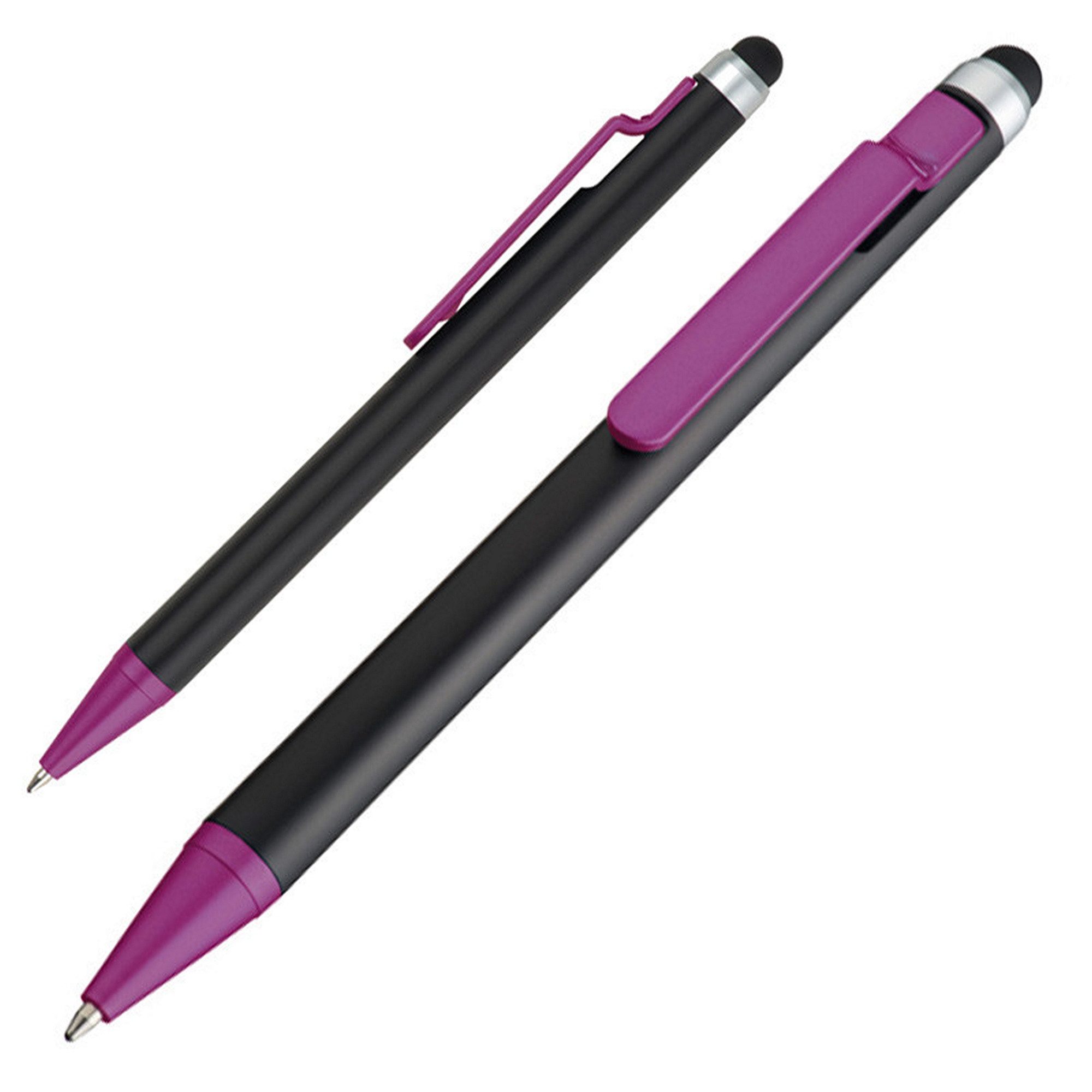 Easy Gifts Kugelschreiber 10 Touchpen Kugelschreiber / Farbe: schwarz-lila
