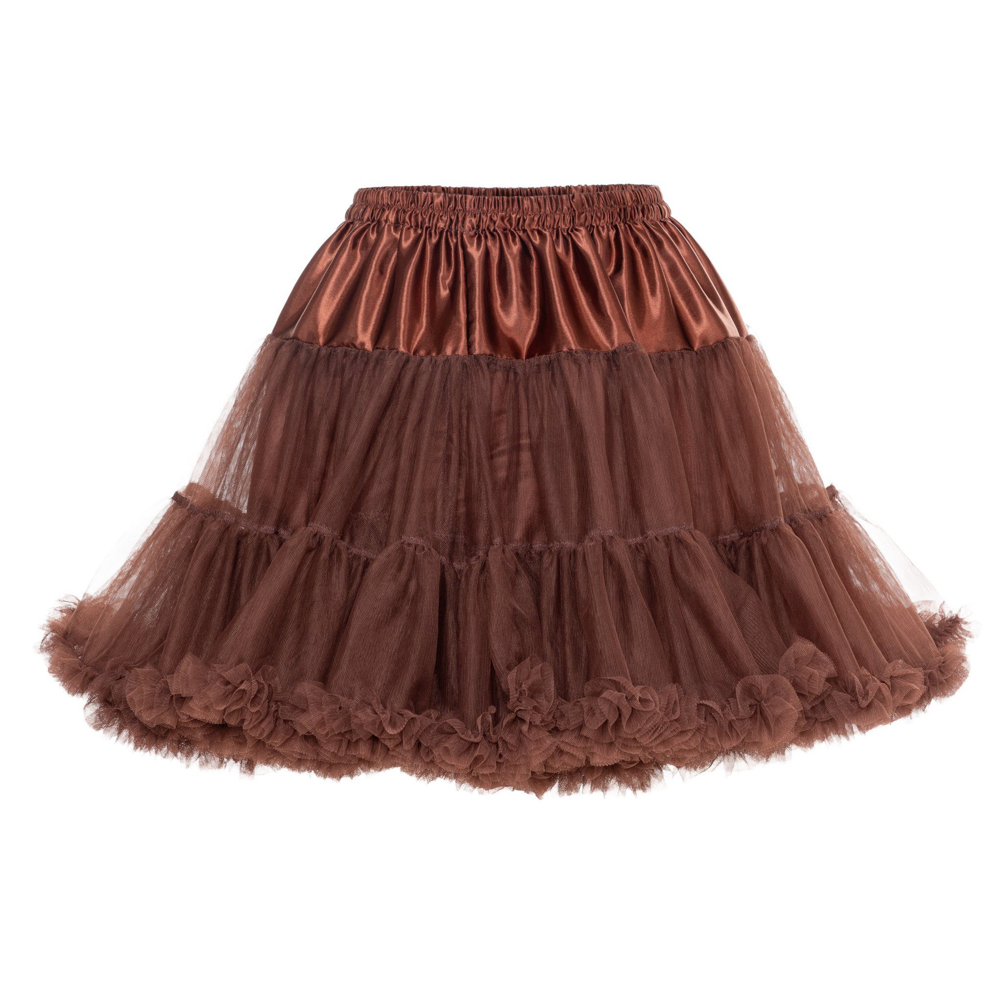Metamorph Kostüm Rüschen Tutu braun, Hochwertiger Petticoat mit Schleife und Rüschensaum