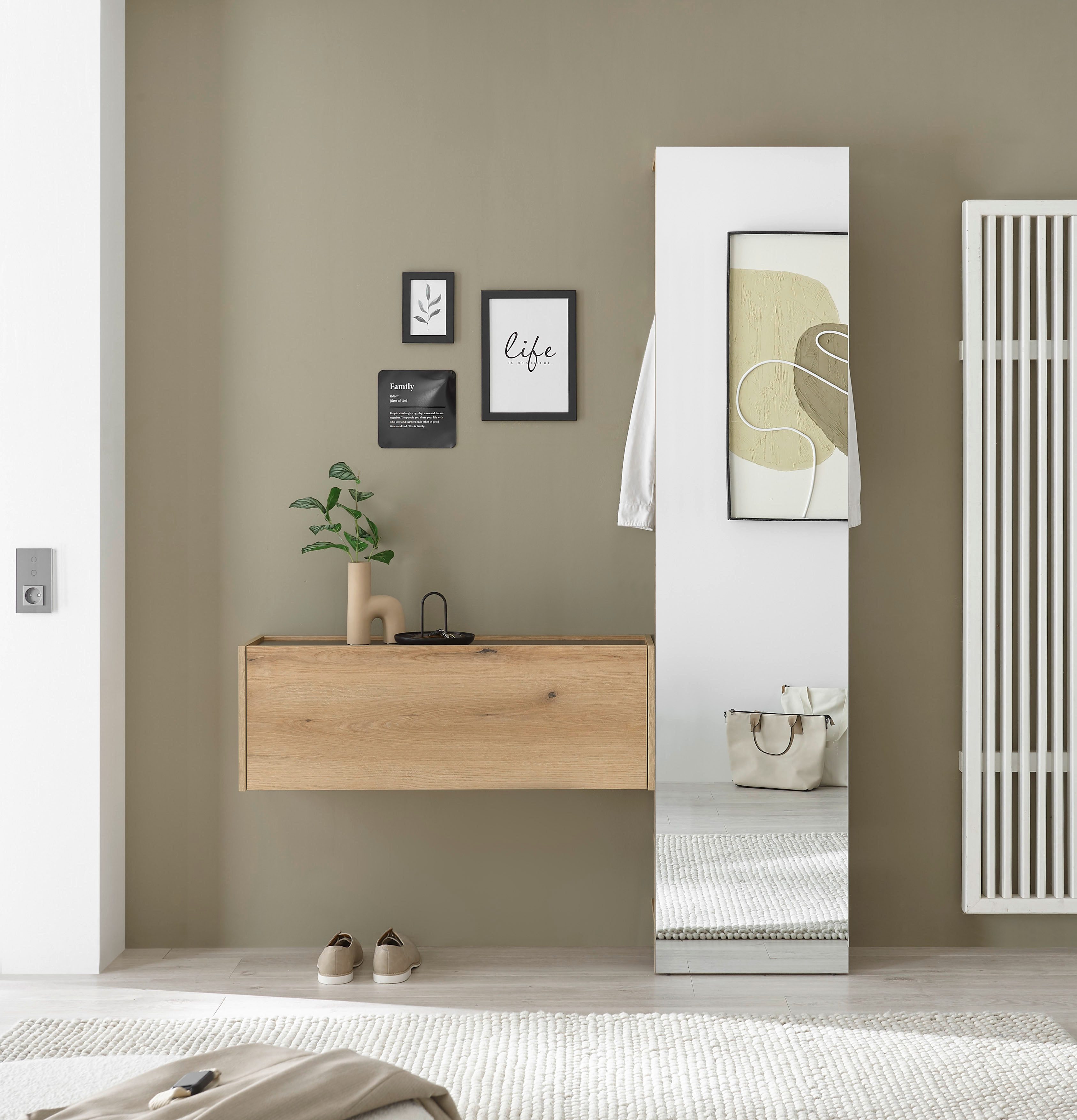 INOSIGN Шафи-Set GIRON/CiTY, moderne Garderobe, Komplettset mit viel Stauraum, (Komplett-Set, 2-St), enthält Hängeschrank & Шафиelement mit Spiegel, 150 cm breit