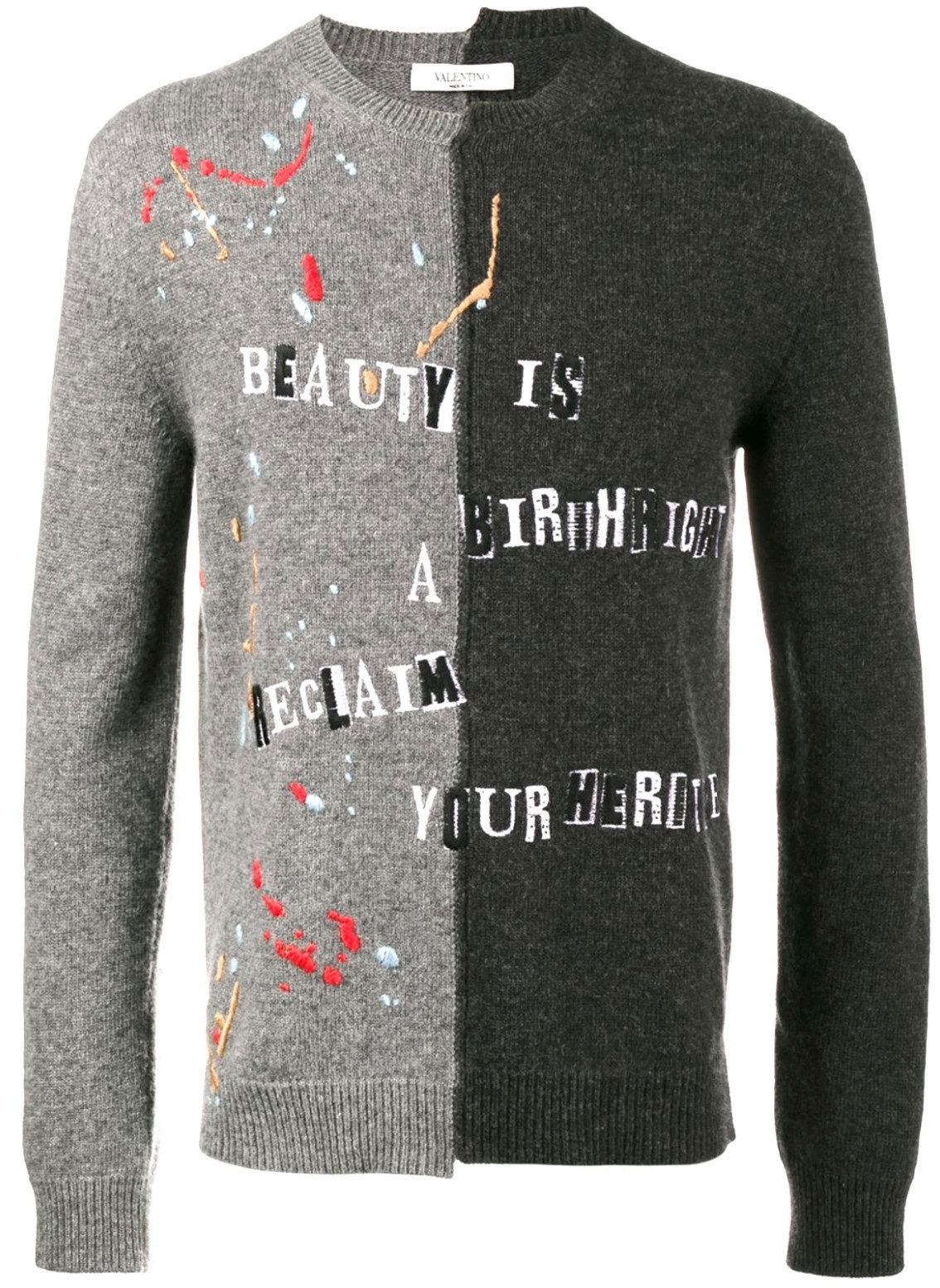 Valentino Strickpullover Jamie Reid Pullover "Beauty Is A Birthright" Intarsia-Strick pulli Auffällige Intarsia-Grafiken & handwerkliche Stickdetails