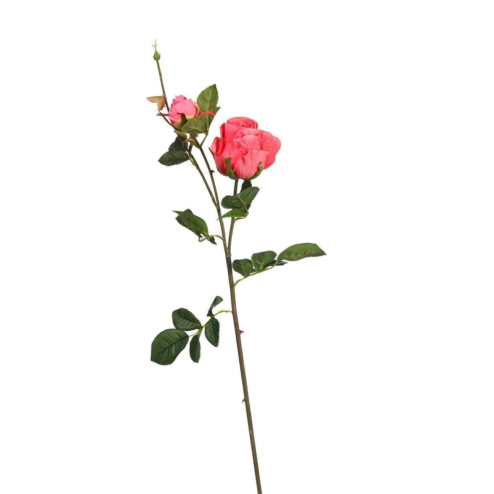 Kunstblume Kunst-Stielblume Rose, Depot, aus Polyester, Polyethylen, Draht, Styropor, L 80 Zentimeter Pink