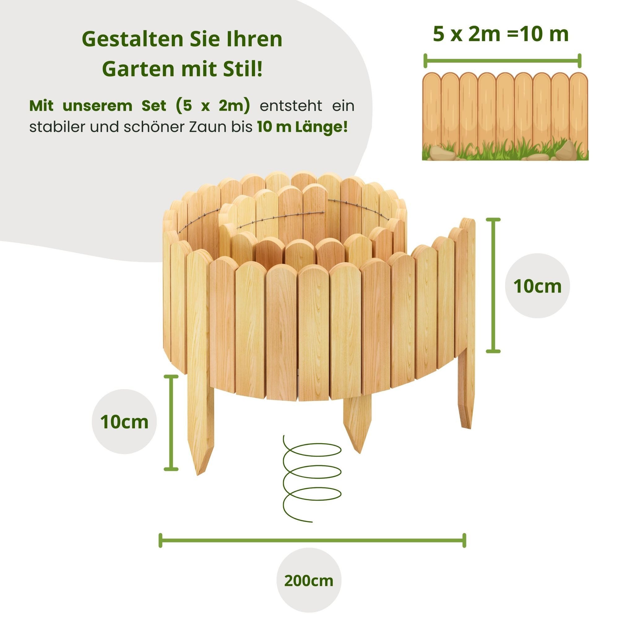 Floranica Palisade Beeteinfassung Beetumrandung Flexibler Holzzaun günstig online kaufen