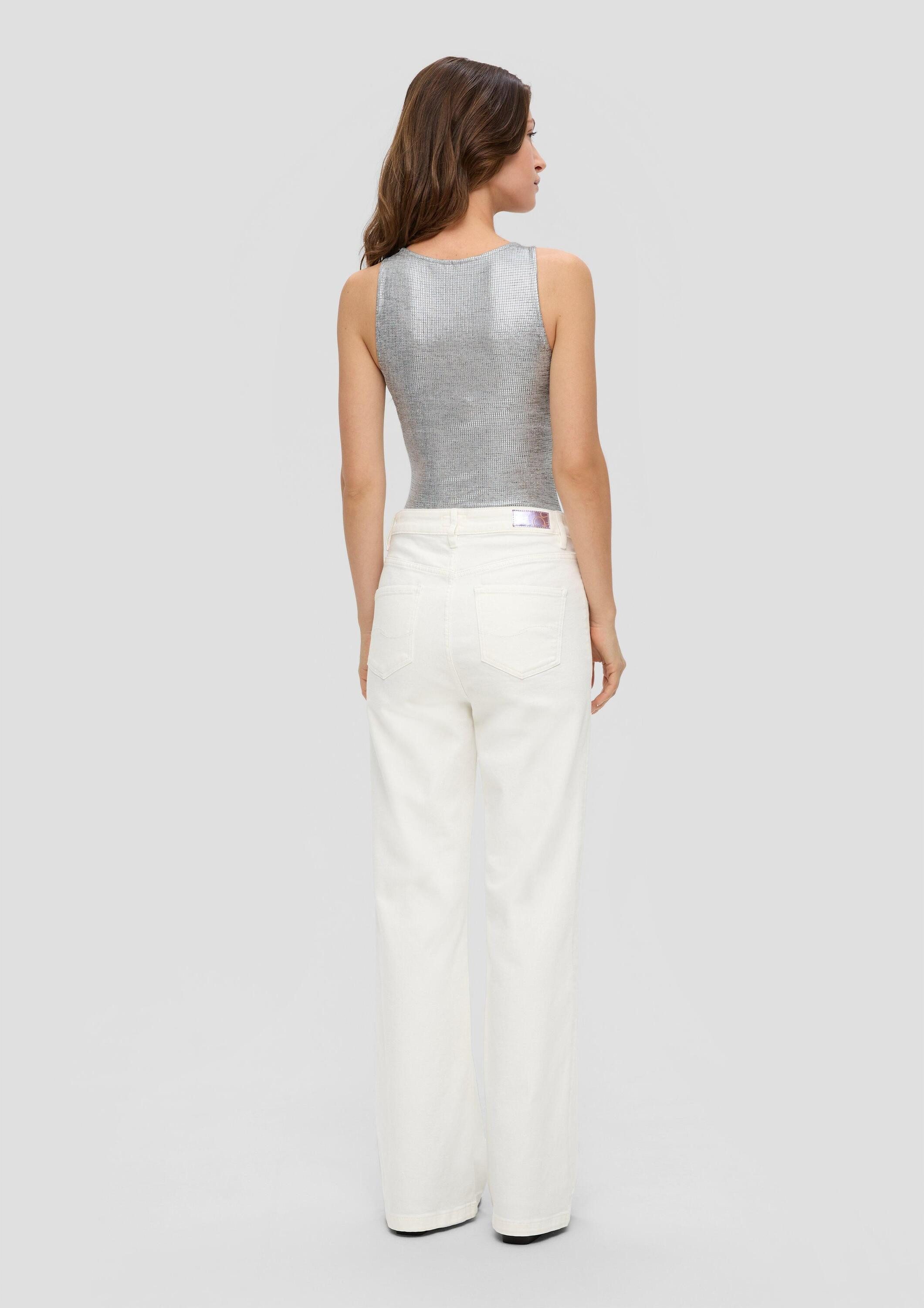 QS Shirtbody T-Shirt Body Body im Metallic-Look