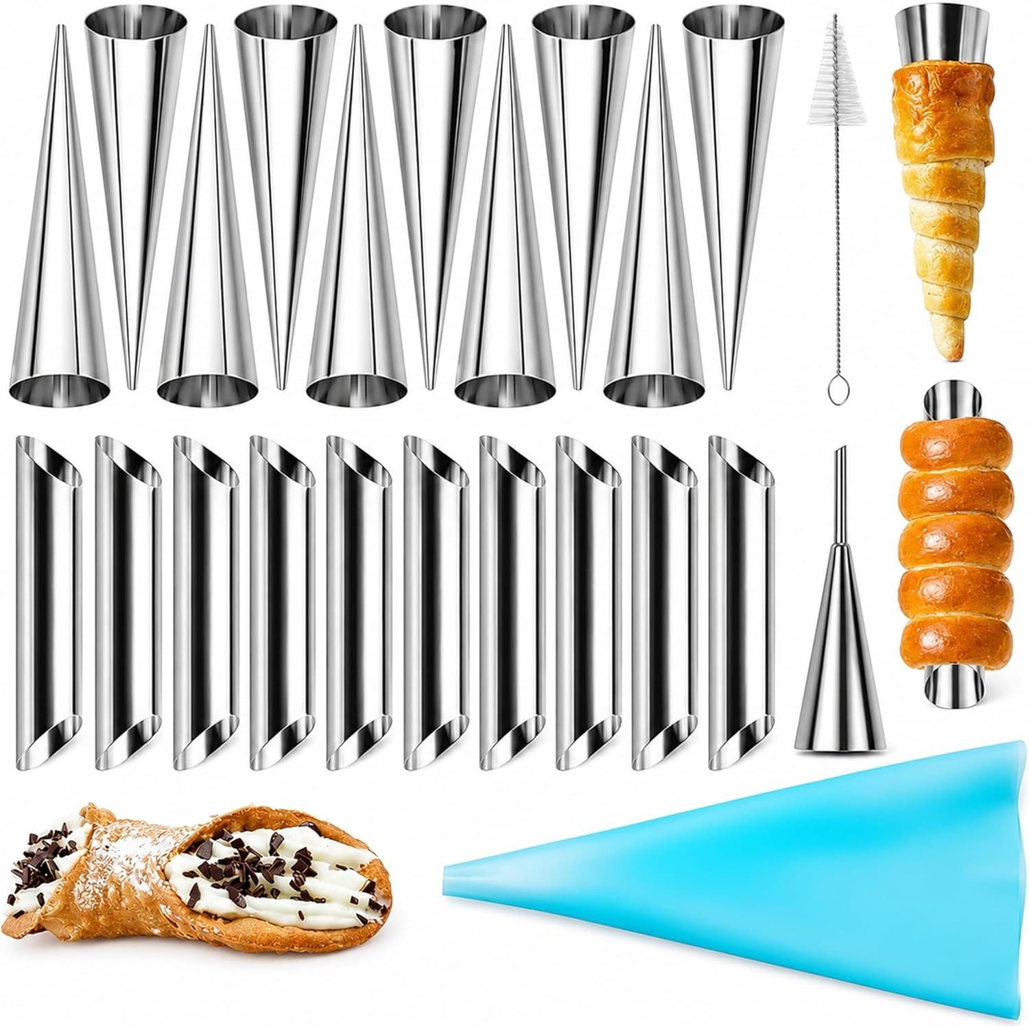 FELIXLEO Muffinform Cannoli Backform Set 23 Teile Edelstahl Schaumrollenform, (1-tlg)