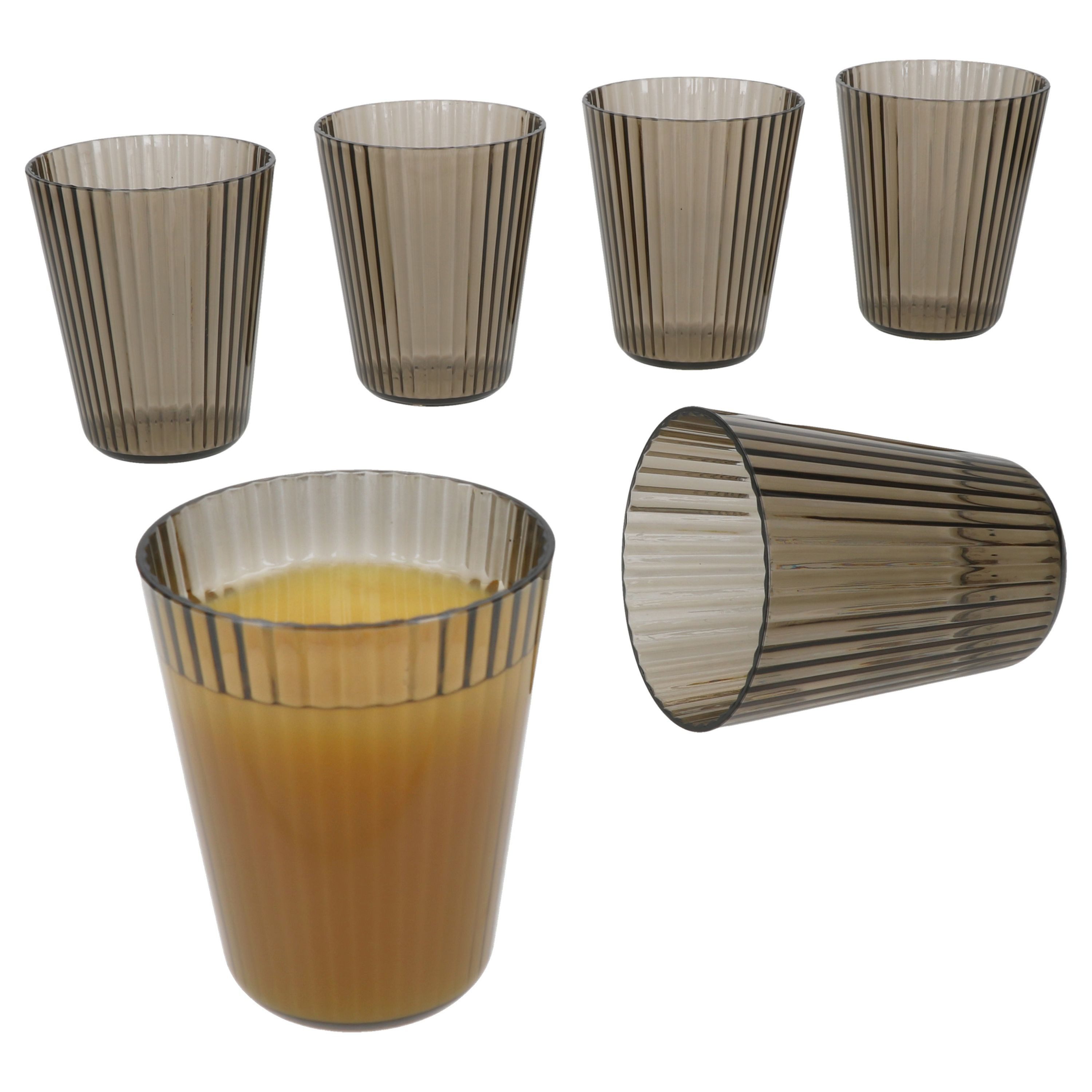 MamboCat Glas 6x ToGo Kunststoff-Wassergläser grau 230 ml Camping Geschirr Outdoor, Kunststoff