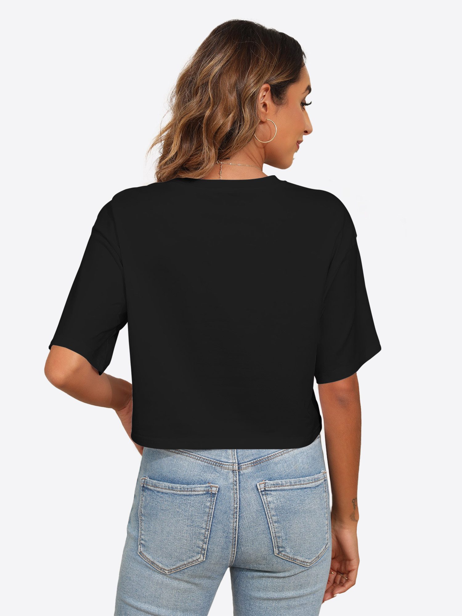 Imily Bela T-Shirt Damen Kurzarm Bauchfrei Top (Packung, 1-tlg., 1per-Pack) günstig online kaufen