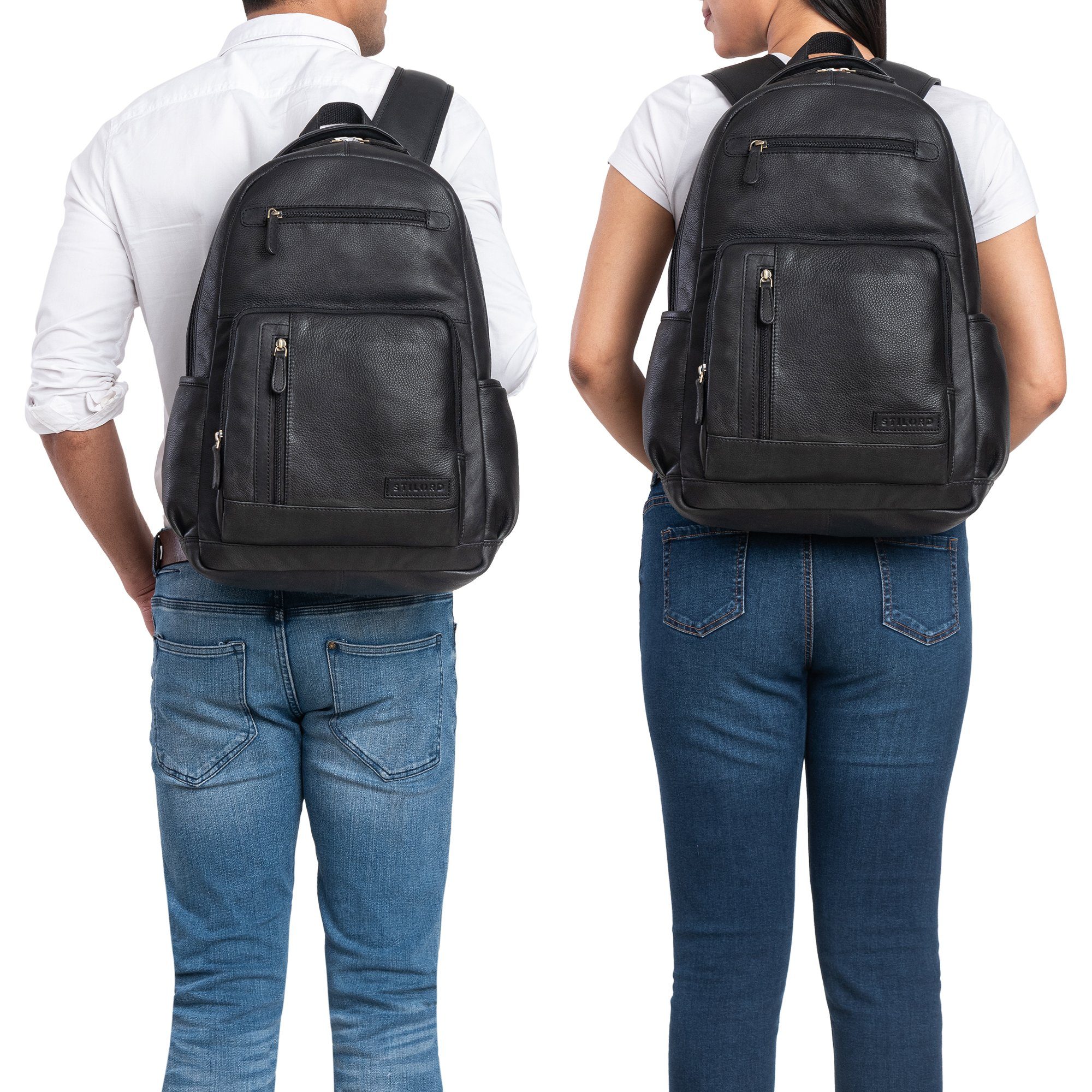 STILORD Notebookrucksack "Hubertus" Vintage Lederrucksack Damen und Herren