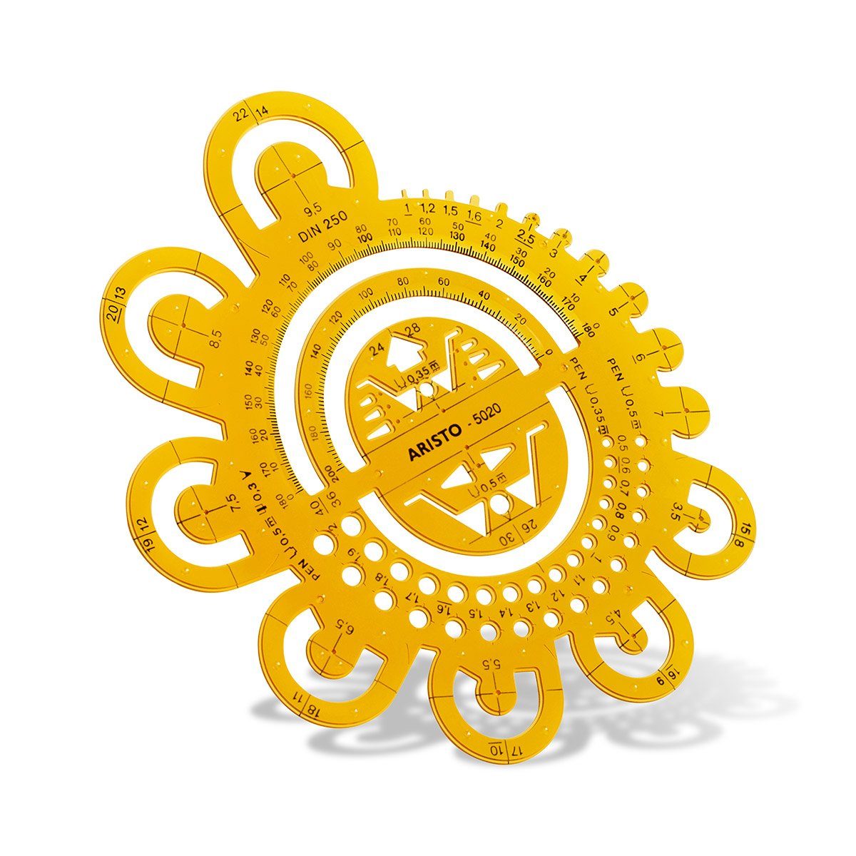 ARISTO Gummibänder ARISTO Abrundungsschablone Radien von 0.5-40 mm, Tuschekante