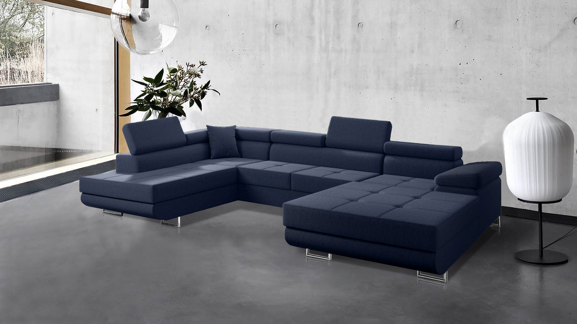 Wohnzimmer, Ecksofa Polstersofa, modernes mit Ecksofa U, XXL Schlaffunktion für Stil, Eckcouch + VILD Bettkasten im Beautysofa U-Form