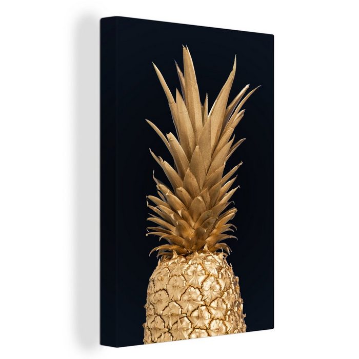 OneMillionCanvasses® Leinwandbild Ananas - Gold - Farbe - Schwarz - Obst - Luxus (1 St) Bild auf Leinwand Wandbild Leinwandbilder Wanddekoration Kunstdruck