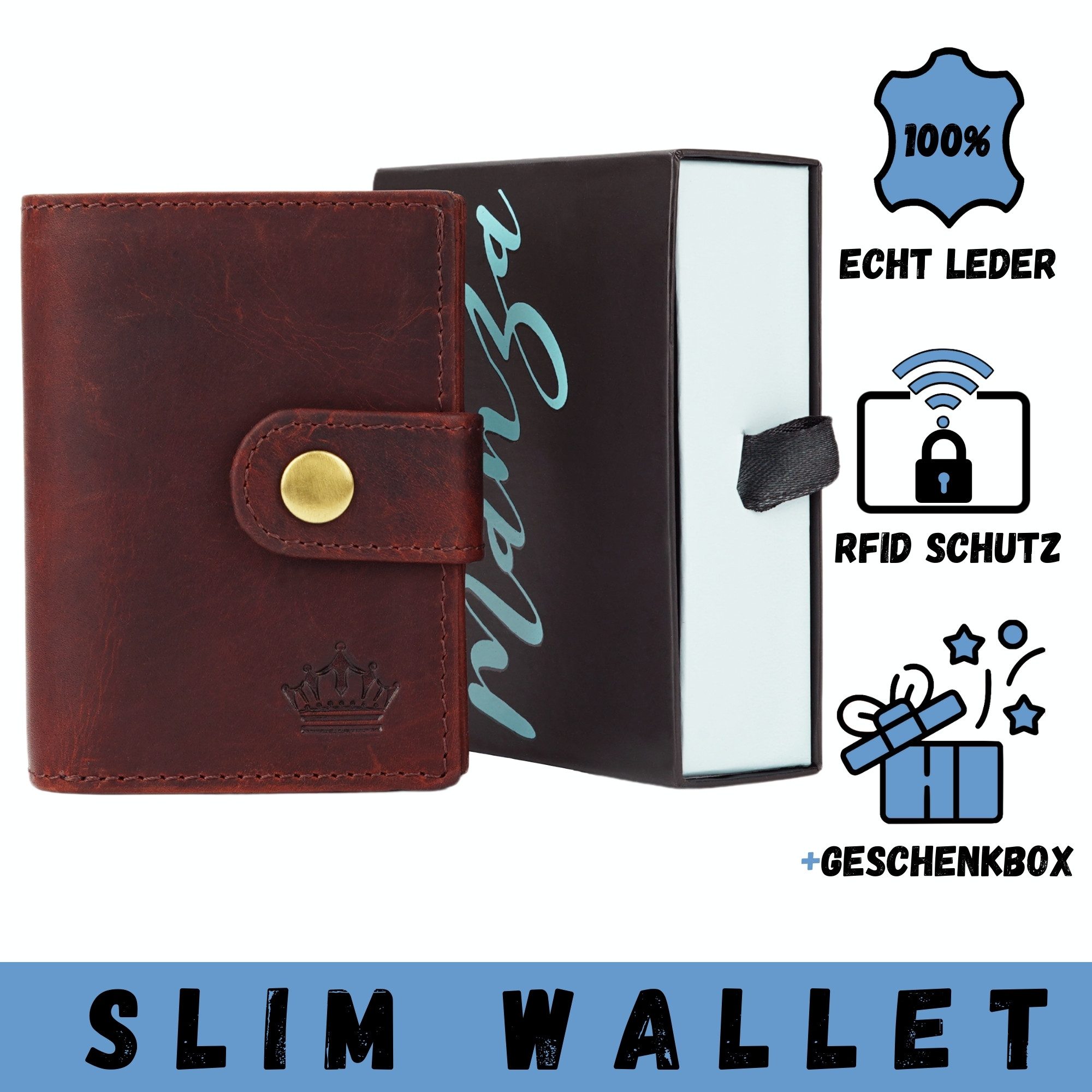 Manza Mini Geldbörse Slim Wallet Geldbörse mit Münzfach, RFID-Schutz und Ge günstig online kaufen