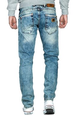 Cipo & Baxx Bikerjeans Freizeit Hose BA-CD464 mit Rippenmuster und Destroyed Effekt