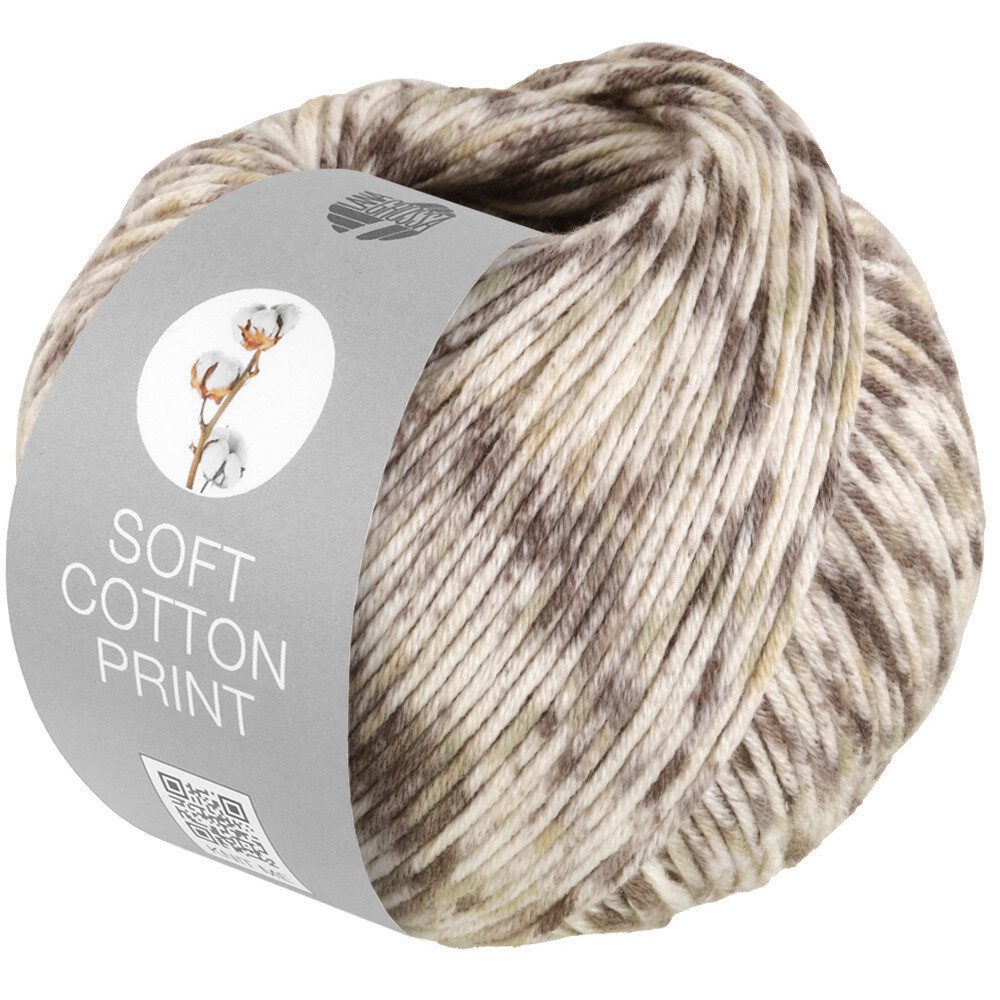 LANA GROSSA SOFT COTTON PRINT Häkelwolle, 140 m (weiches Baumwollgarn mit modernem Mikrofaseranteil), 50 g