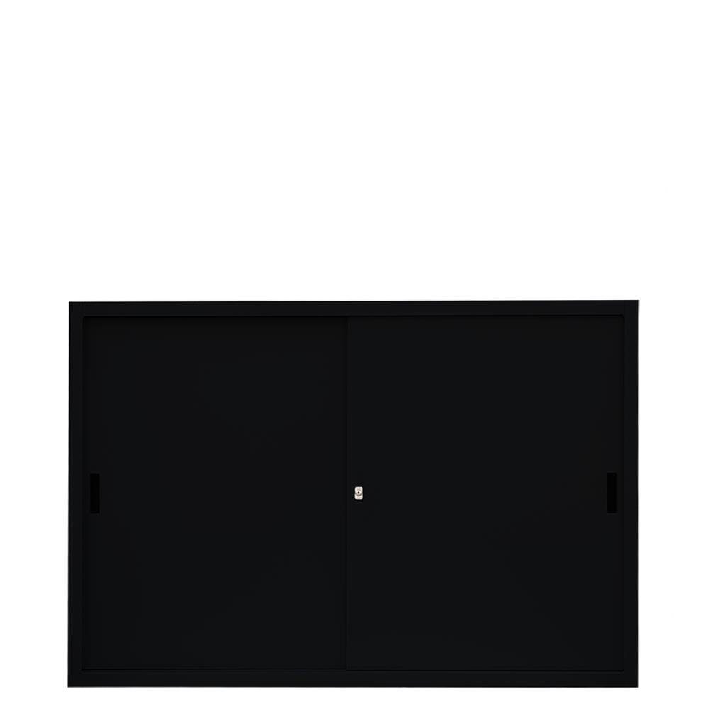 | mm Korpus: (1-St) und keine aus 9005 Tiefschwarz/ Komplett Montage RAL montiert verschweißt Tiefschwarz 1600 erforderlich Aktenschrank Stahl Schwarz Schiebetürenschrank Türen: - 450 Steelboxx Sideboard x 1090 x 9005