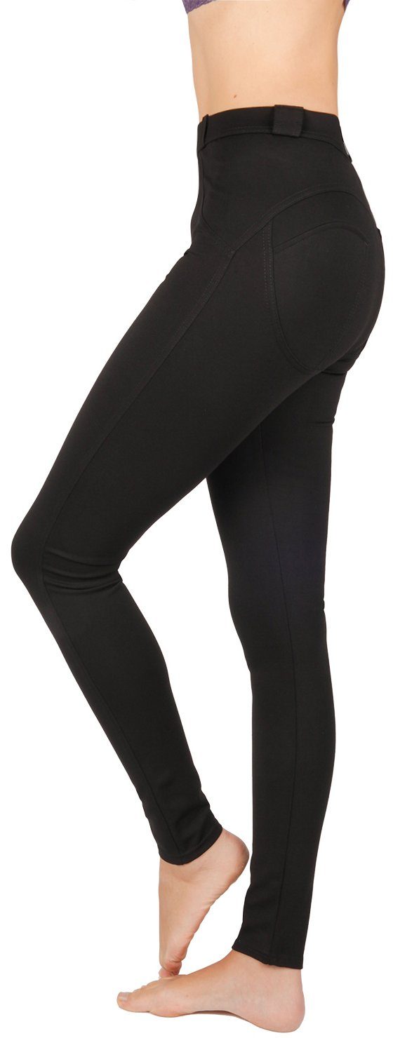 GIULIA Leggings Po Push-Up Blickdicht Figurenformend Treggings Schwarz | Leggings