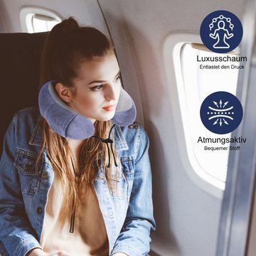 HUGERSTONE Nackenkissen nackenkissen flugzeug reisekissen mit Schlafmaske und Ohrstöpseln, Reise-Nackenkissen,Druckentlastung im Nacken, U-förmiges Design, atmungsaktiv und bequem, leicht zu demontieren