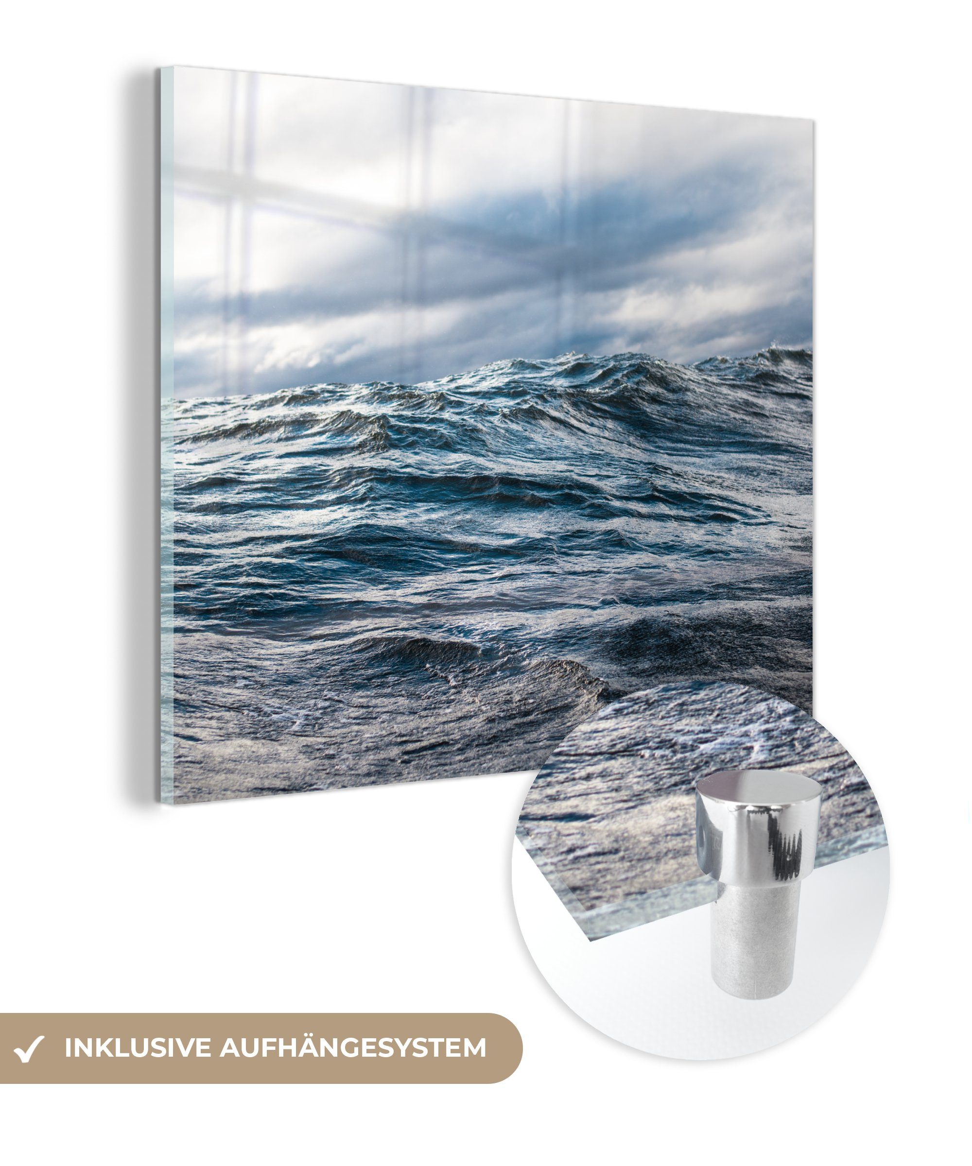 Bilder Glas Acrylglasbild auf Glas - Glasbilder Golf auf Wandbild Foto Meer Norwegen, - St), - - Wanddekoration MuchoWow - (1