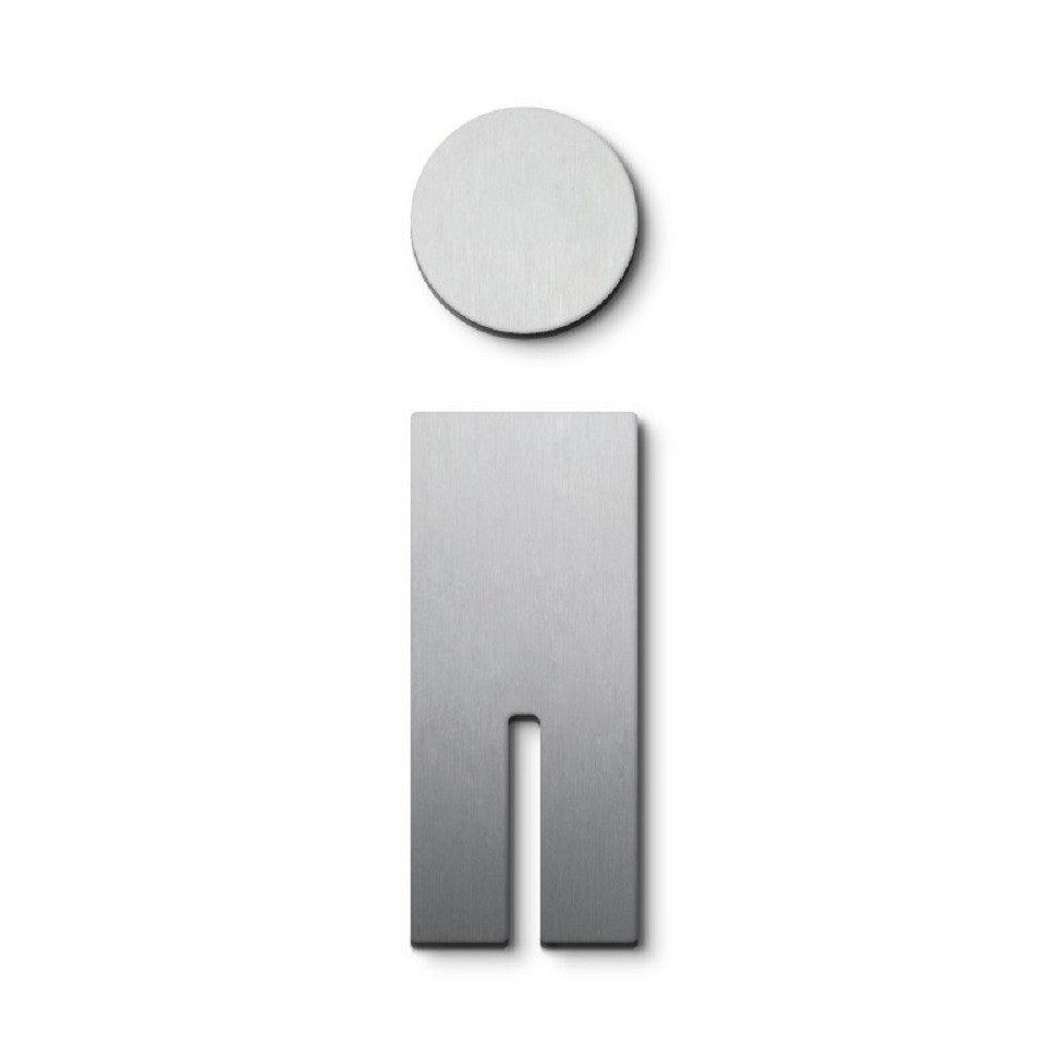 PHOS Design Hinweisschild, WC-Piktogramm aus Edelstahl - Herren (Design-Award), selbstklebend, (Modell: P0301), - 100% Made in Germany
