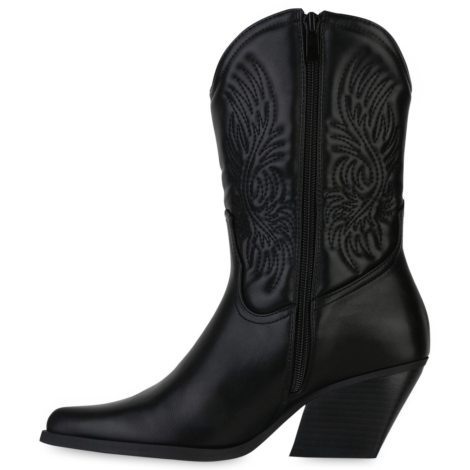 VAN HILL 840253 Cowboy Boots Damen Stiefeletten Cowboy Boots Stickereien Ho günstig online kaufen