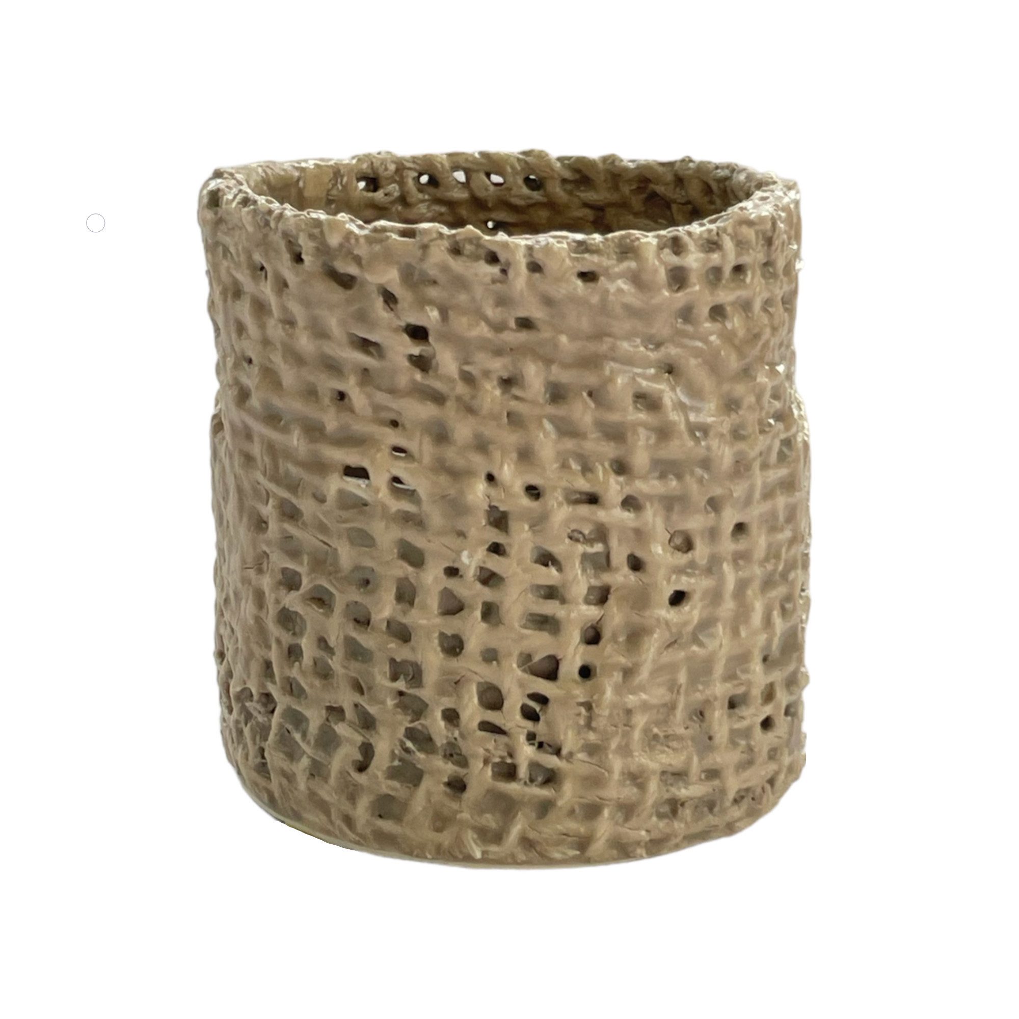 Gasper Windlicht PORZELLAN-TEELICHTHALTER "UNIUM Jute" ca. 6,5cm handgefertigt.