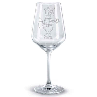 Mr. & Mrs. Panda Rotweinglas Fuchs Keks - Transparent - Geschenk, Küche Deko, Rotweinglas, Weingla, Premium Glas, Luxuriöse Gravur