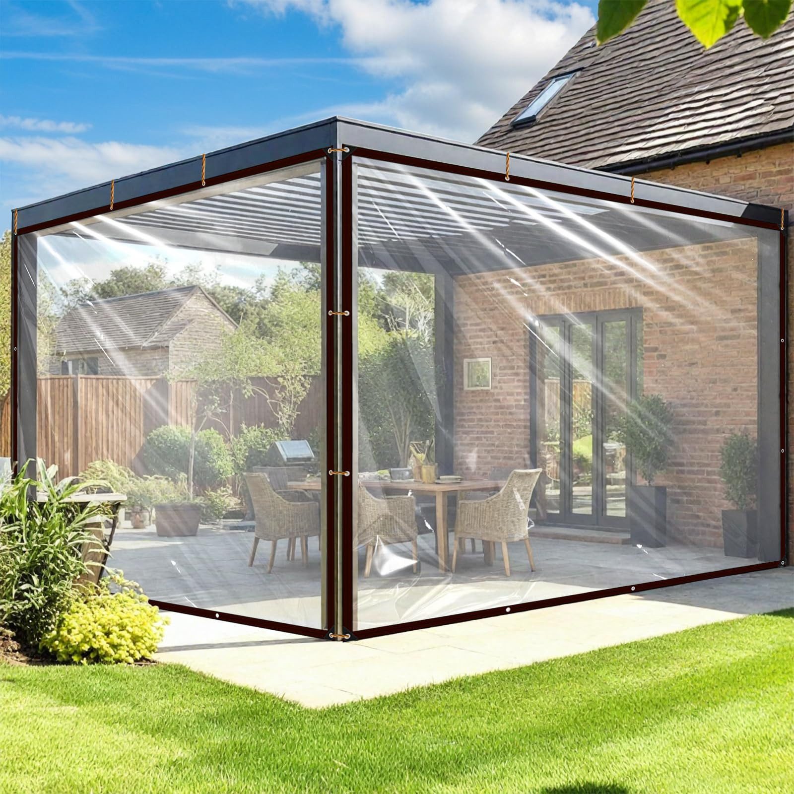 Jibenhome Schutzplane Transparente Plane mit Ösen Wasserdichte Outdoor,Falt günstig online kaufen