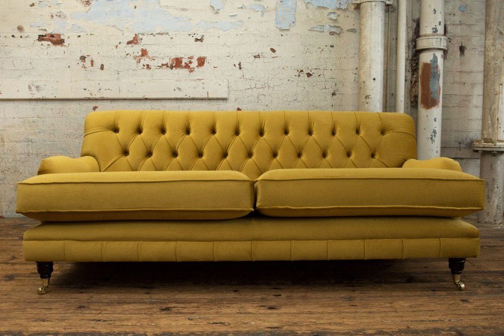 JVmoebel Sofa Luxus gelber Chesterfield Dreisitzer Polstermöbel Luxus Neu, Made in Europe