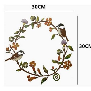 Fivejoy Dekokranz Dekokranz Deko-Kranz Türkranz aus Metall, mit Blätter Blumen und Vögelchen Motiv