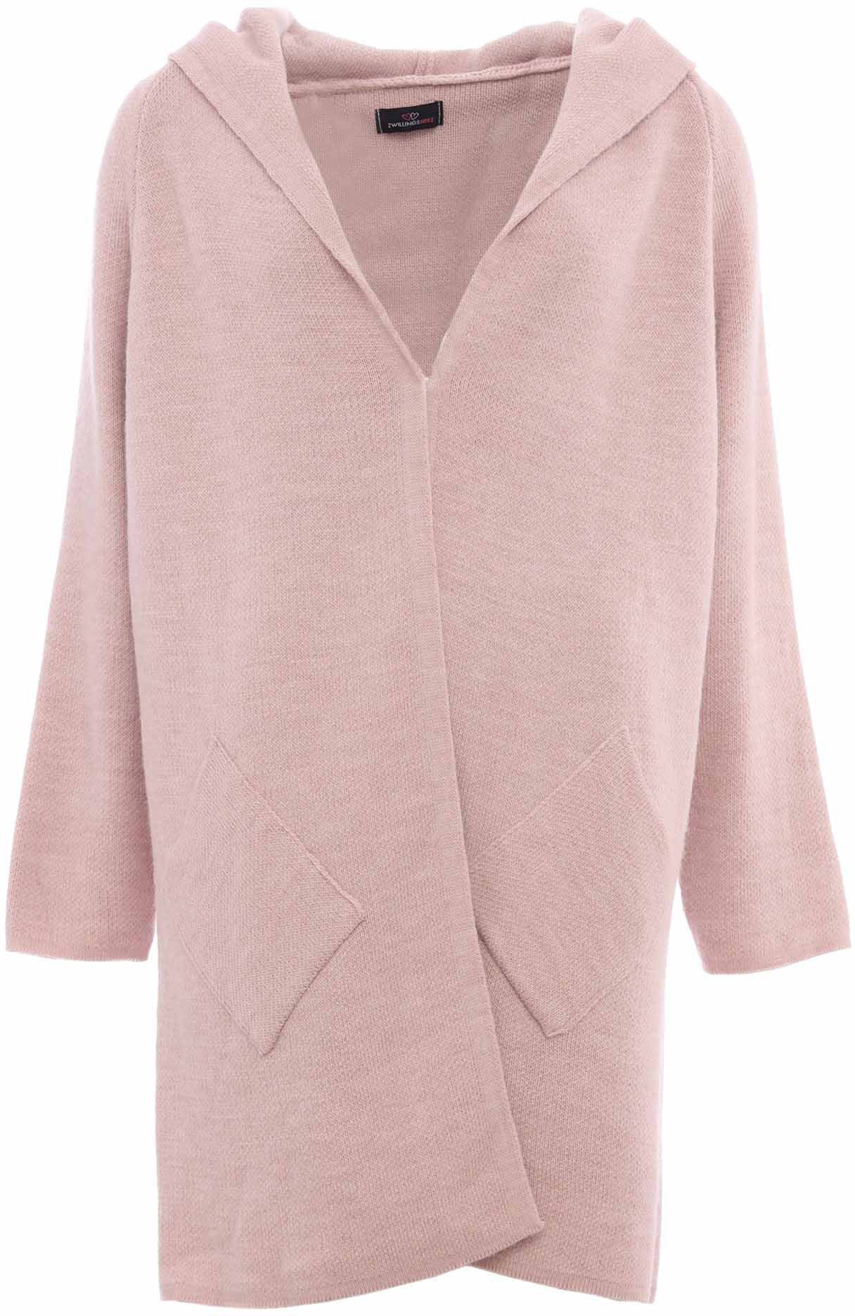 Zwillingsherz Strickjacke Langarm, bequem, Taschen, One Size, ohne Verschluss, Kapuze