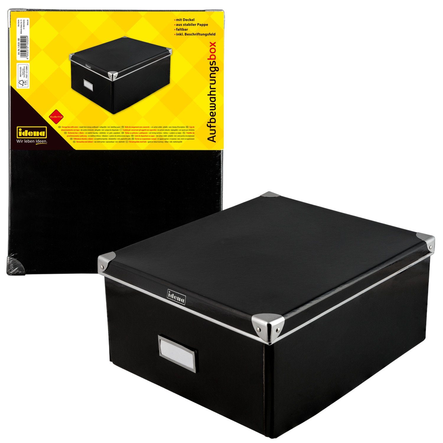 Aufbewahrungsbox Idena 10520 - Aufbewahrungsbox aus festem Karton, Deckel mit verstärkt