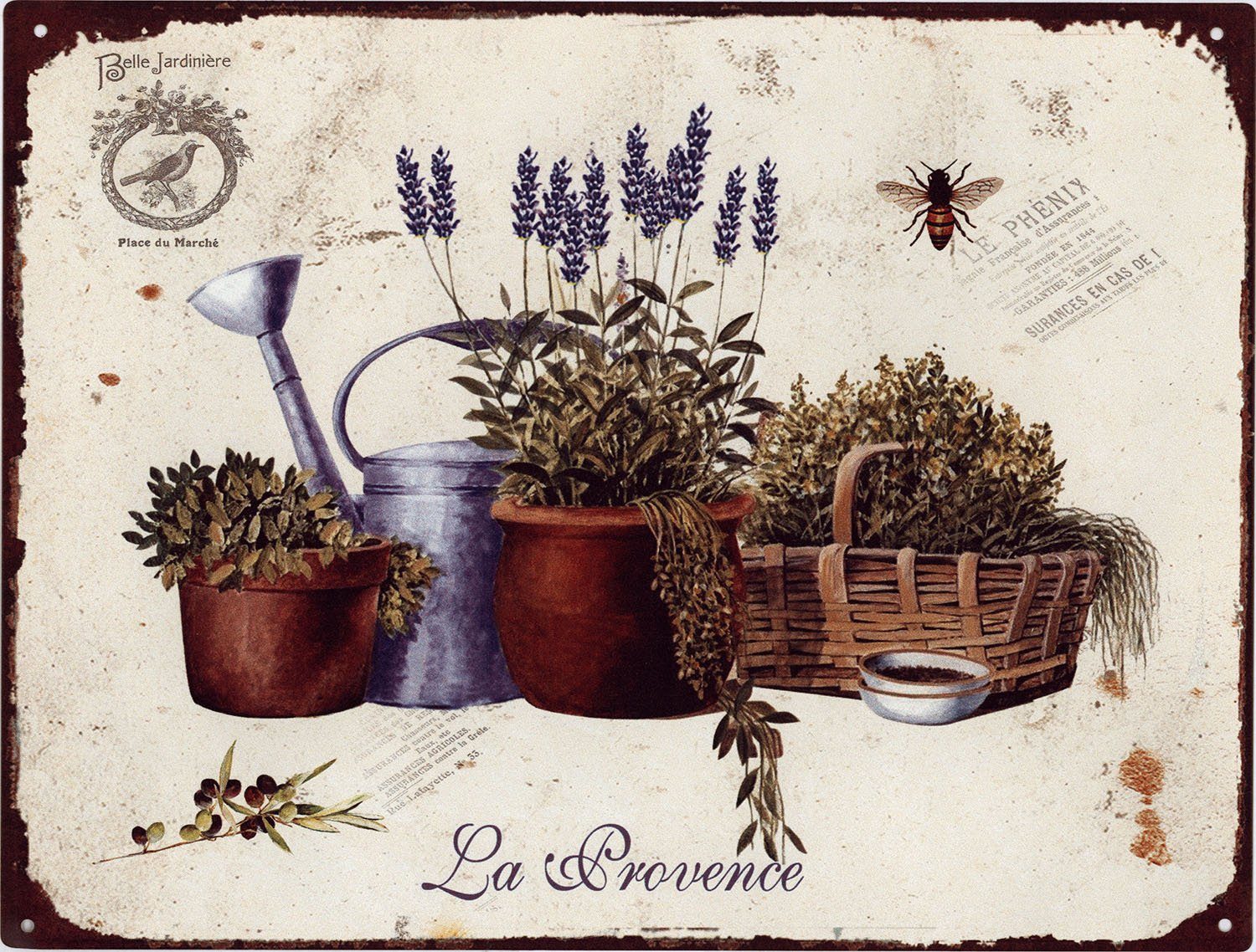 Metallschild Blechschild La Provence Blumen Flower