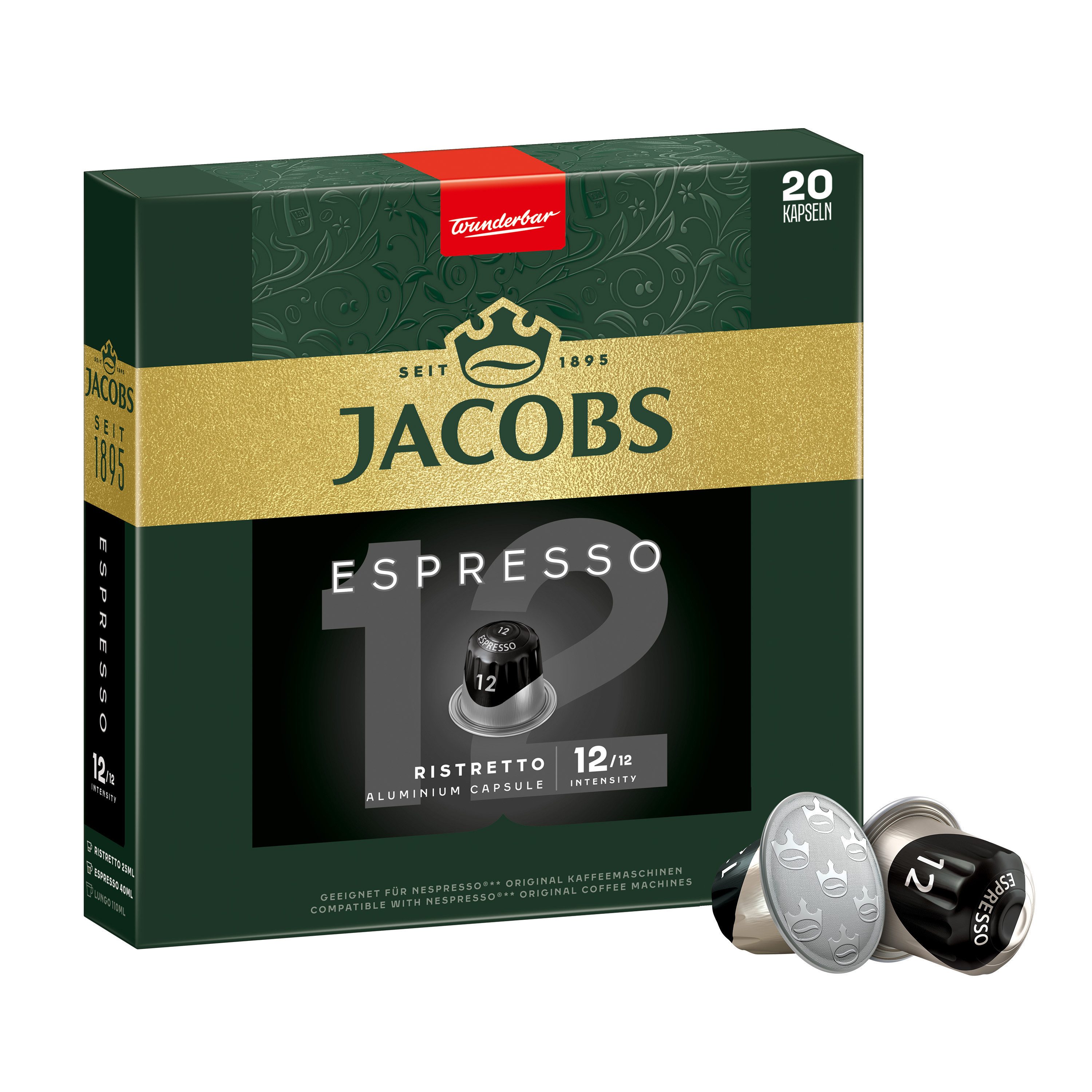 JACOBS Kaffee Kapseln Espresso 12 Ristretto 10x 20 Nespresso®* kompatibel, (Packung, 10er Pack) – Bild 2 von 5