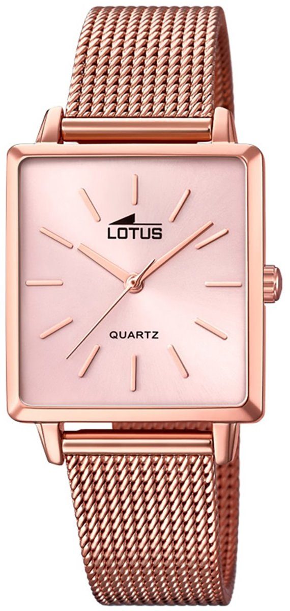 Lotus Quarzuhr LOTUS Damen Uhr Fashion 18720/1, (Armbanduhr), Damenuhr  eckig, klein (ca. 27mm) Edelstahlarmband rosegold