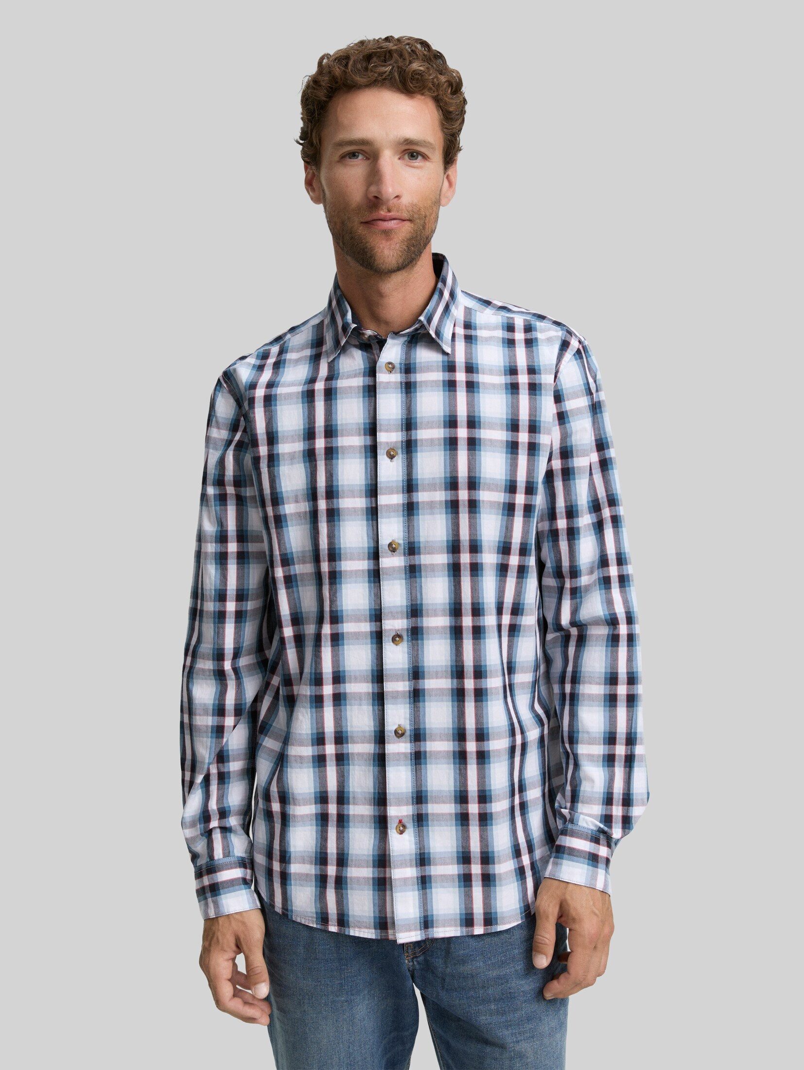 TOM TAILOR Langarmhemd Blusen & Shirts Regular Fit Hemd mit Karo-Muster