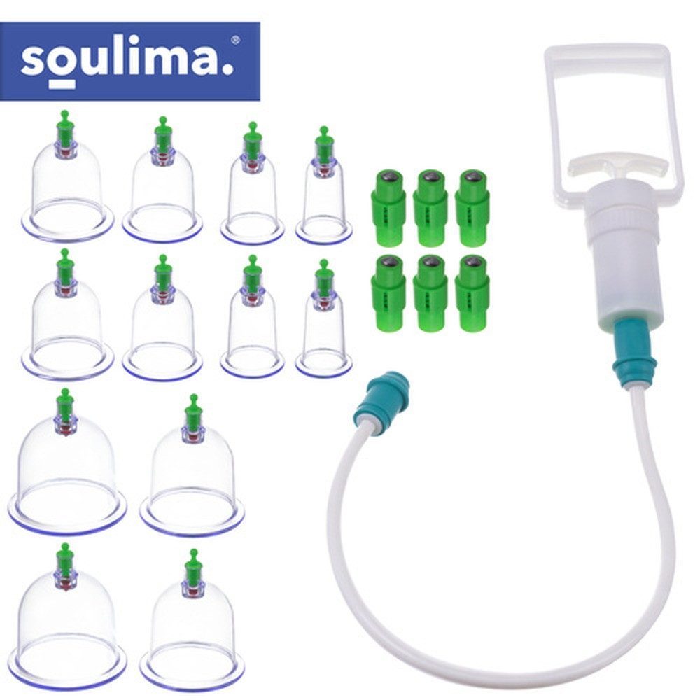 soulima Massagegerät Chinesische Vakuum-Schröpfgläser, Spar-Set, Anti-Cellulite-Massage, feuerlose Vakuumtechnik ermöglicht sichere Schröpfmassage
