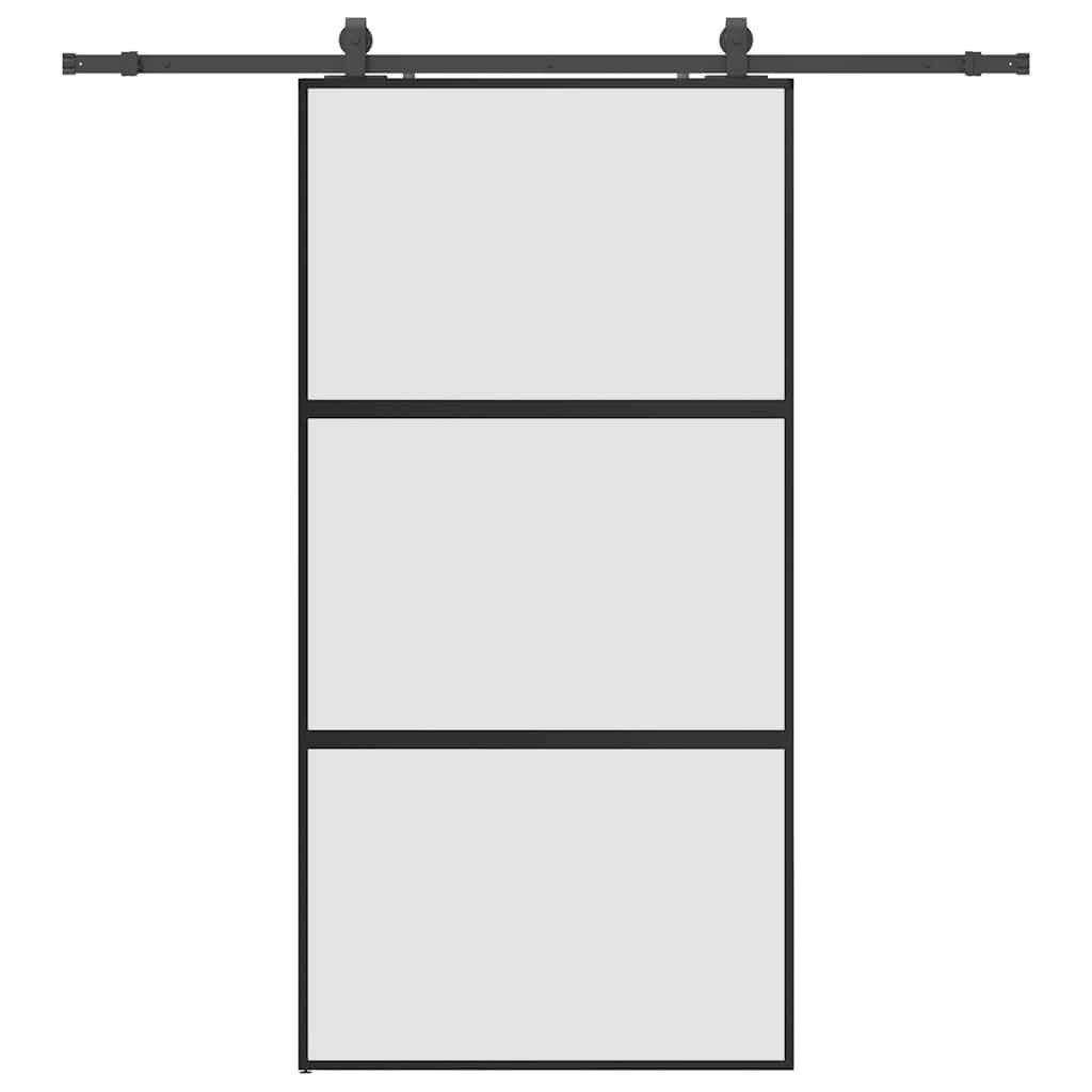 Thumbnail - vidaXL Schiebetür, Schiebetür mit Beschlag Schwarz 102,5x205 cm Hartglas