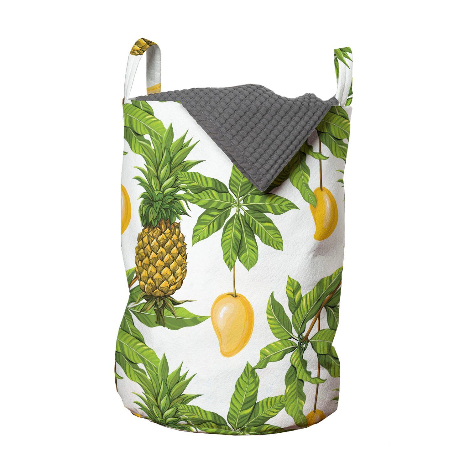 Abakuhaus Wäschesäckchen Wäschekorb mit Griffen Kordelzugverschluss für Waschsalons, Tropisch Ananas Mango Palmatia | Wäschesäcke
