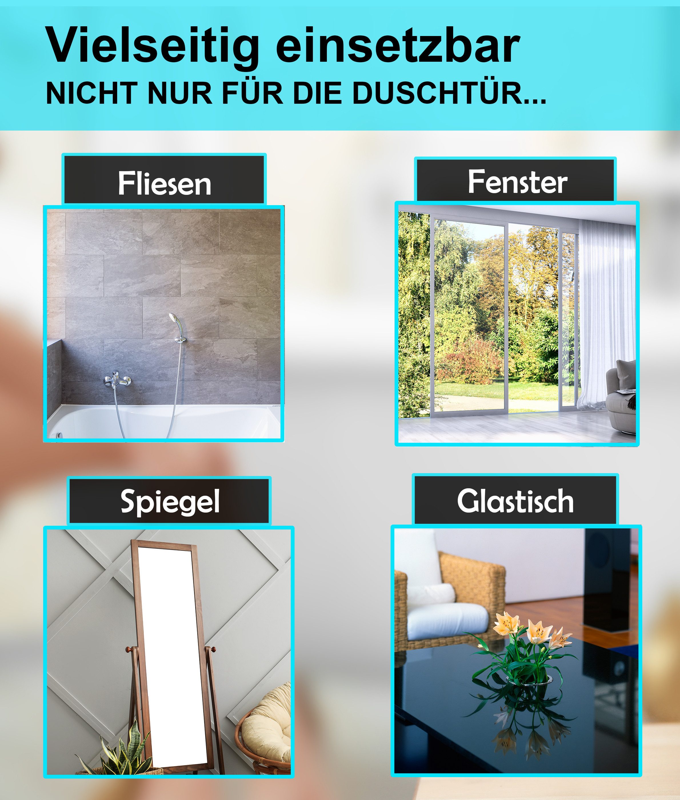 Blumbach Duschabzieher - Silikon Abzieher mit Edelstahlkern, elastisches Wischblatt 28 cm, (Abzieher Dusche mit 2 Halterungen), Premium Duschabzieher 28 cm – Bild 5 von 5