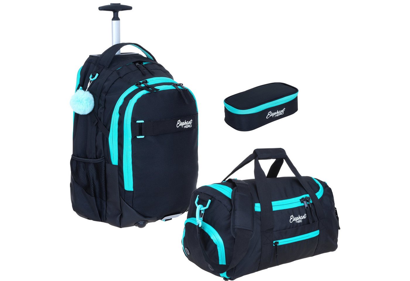 ELEPHANT Schulrucksack Schultrolley Trolley Hero Signature Schulrucksack (3 Teile Set), Rucksacktrolley Schule Rucksack Trolly, Sporttasche, Mäppchen Box +tsm