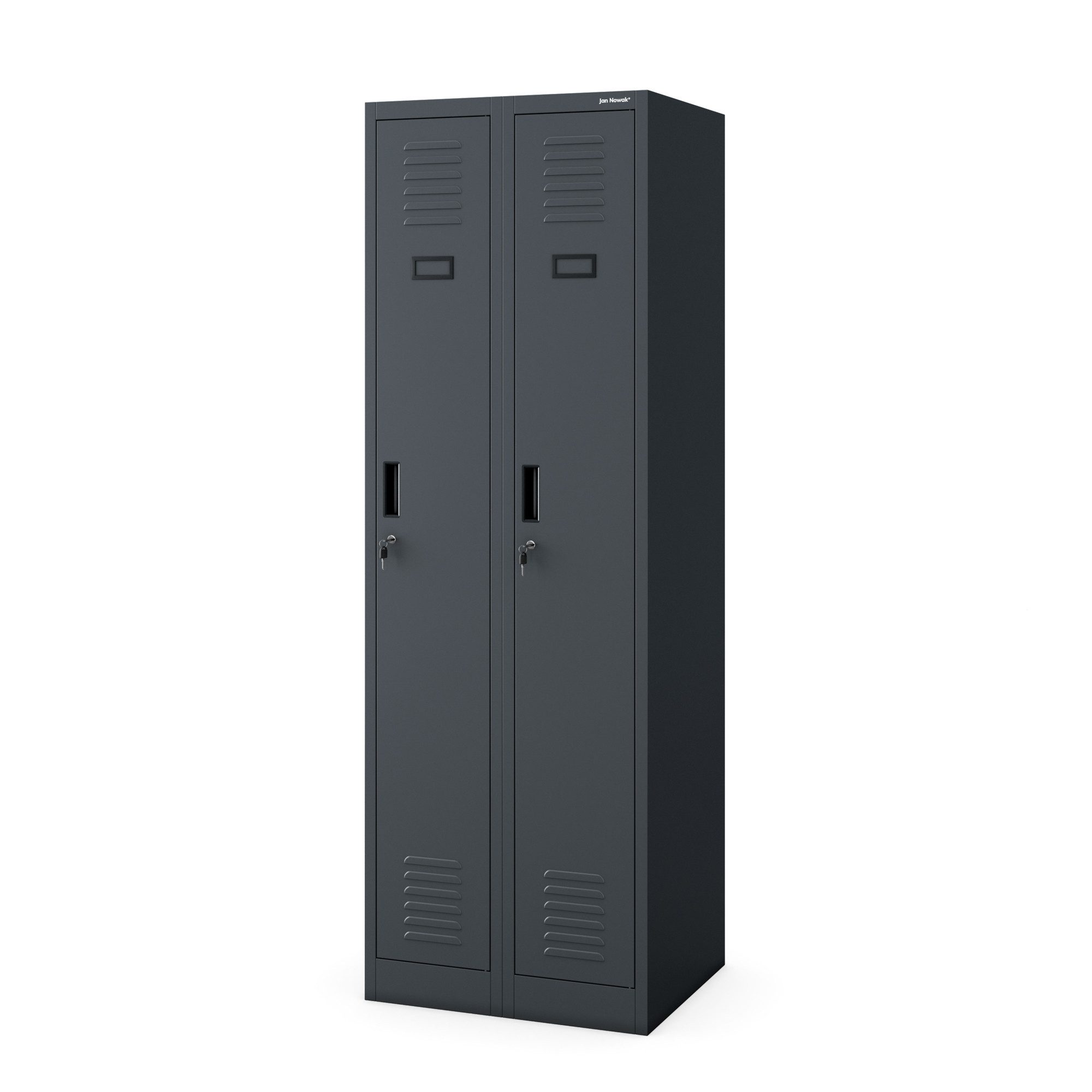 Jan Nowak Mehrzweckschrank Metall Umkleideschrank 60 cm KACPER II 2 Abteile Kleiderstange (Spind Personalschrank Arbeitsraum Fitness Umkleide Sozialraum, 0,6 mm 180 x 60 x 50 cm Lüftungsschlitze Wandmontage robust) Haken Regal abschließbar Zylinderschloss langlebig 10 Farben