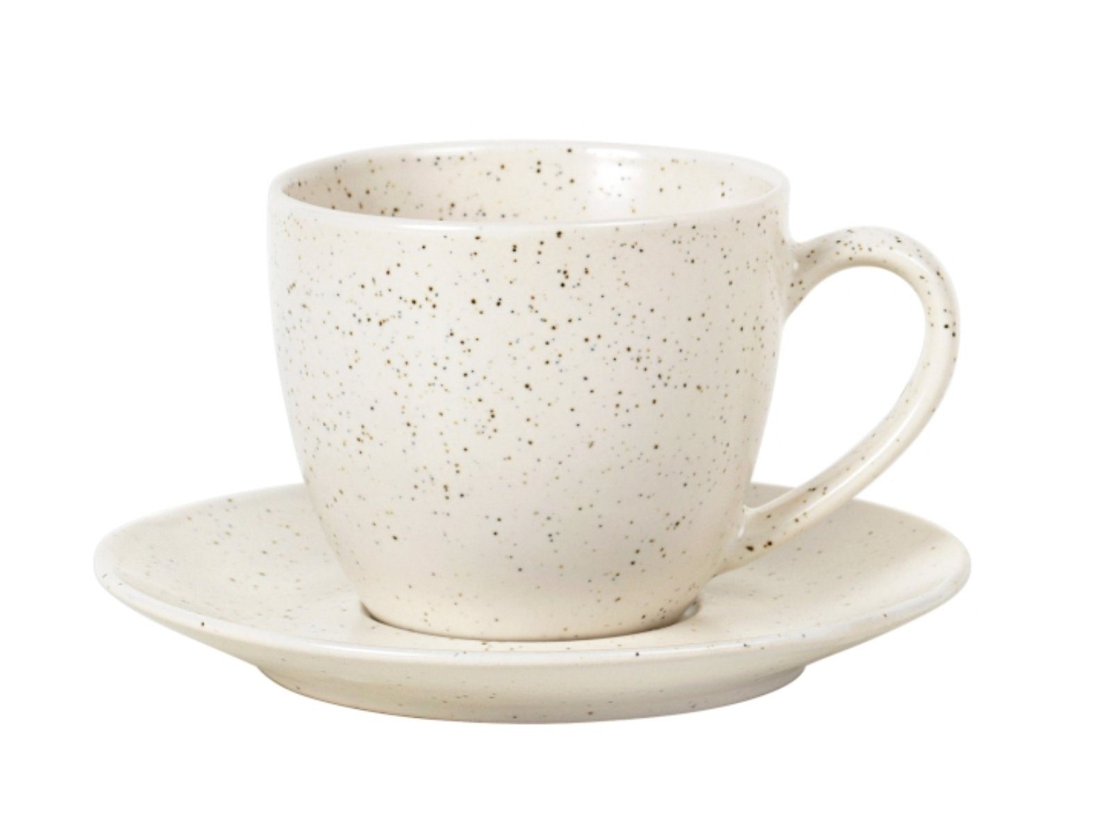 Broste Copenhagen Tasse NORDIC VANILLA Tasse mit Untertasse 0,15 l, Steinzeug mit reaktiver Glasur, Nordic Vanilla Tasse mit Untertasse